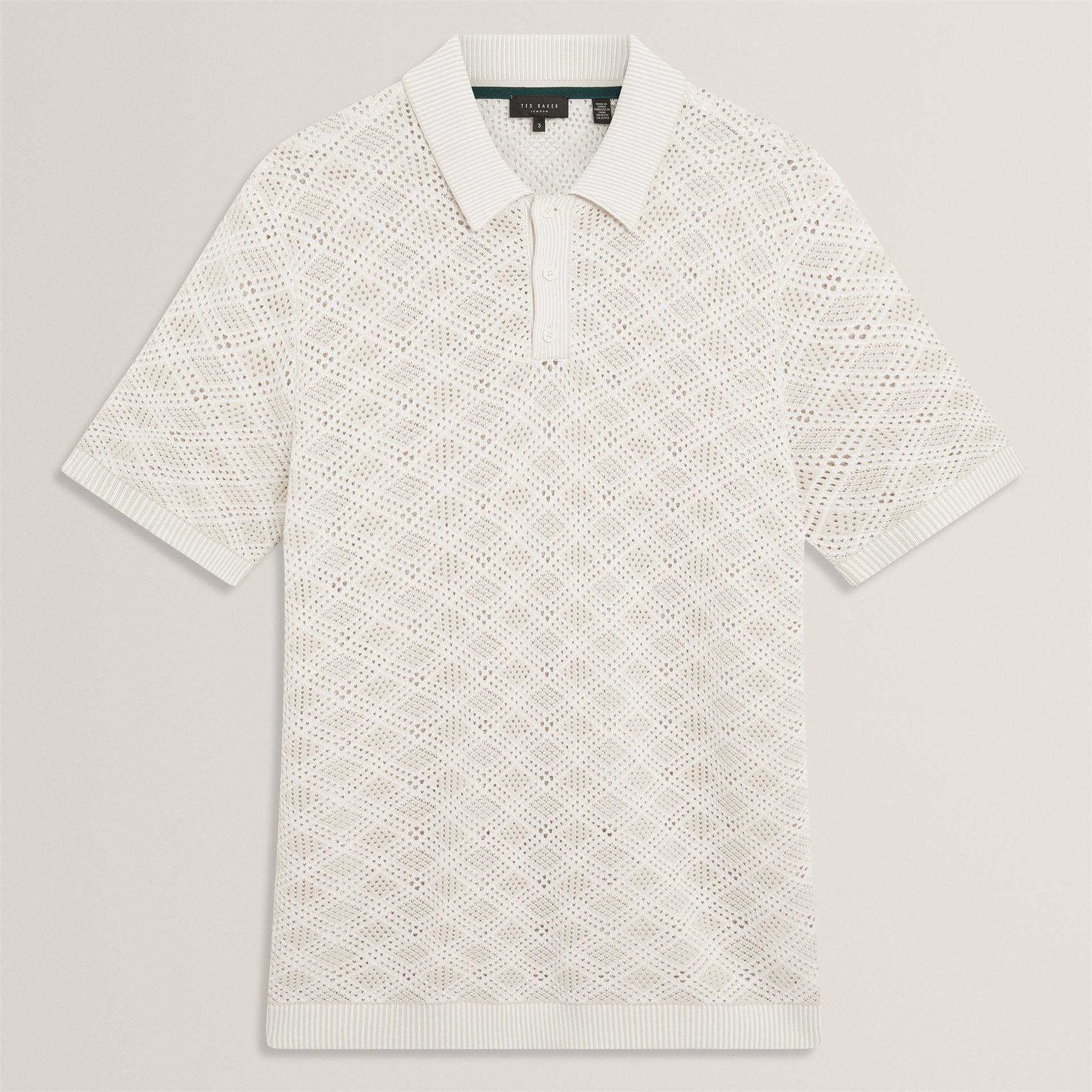 Ted Baker Geometric Open Knit Short Sleeve Polo