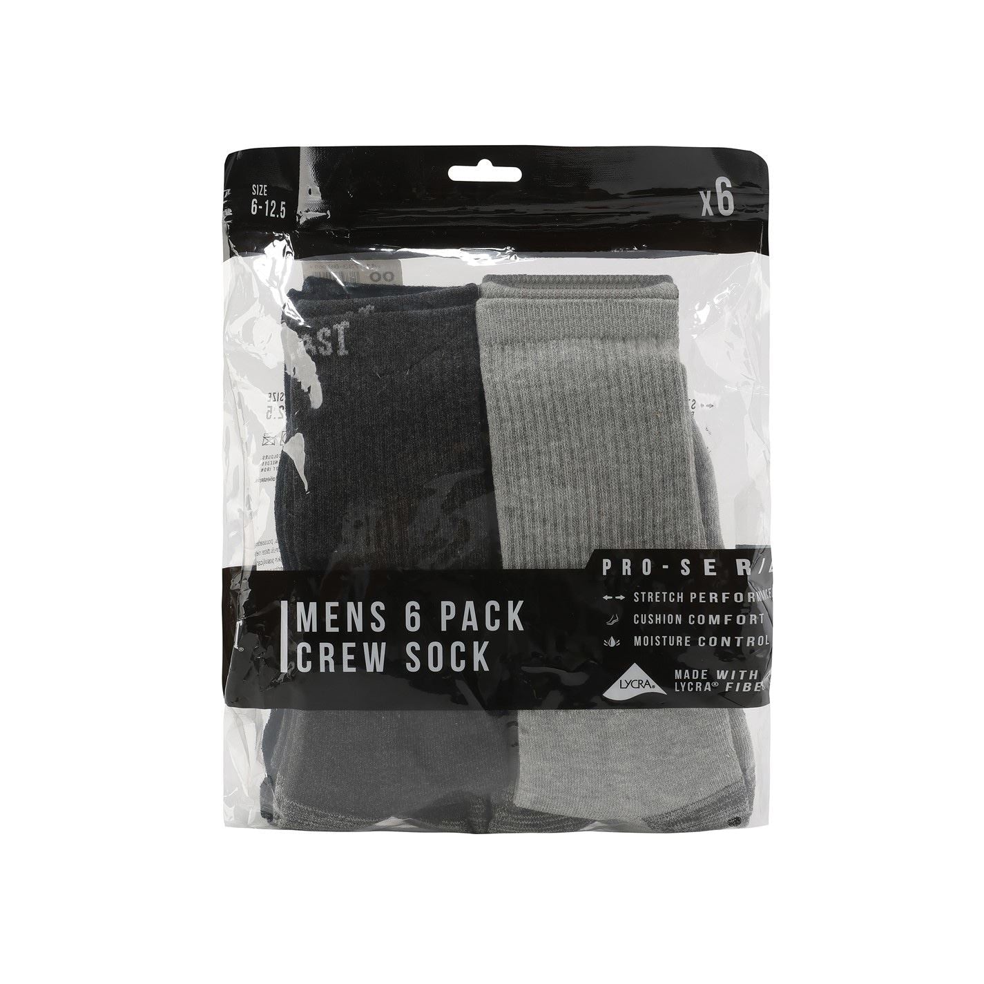 Everlast Mens 6pk Crew Sock