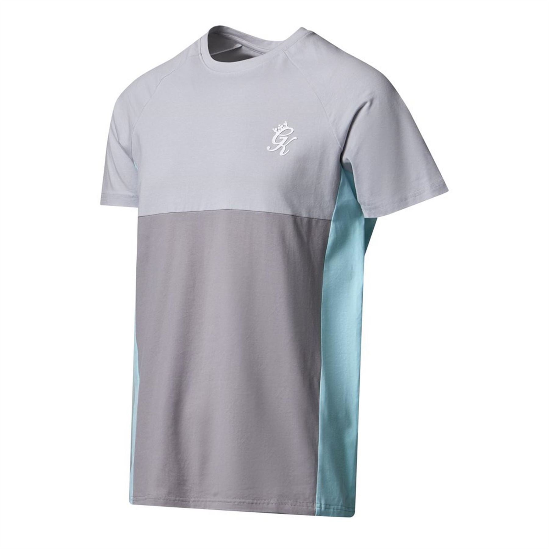Gym King King Contrast Panel Jersey Tee   Urban Grey Light Grey Mint