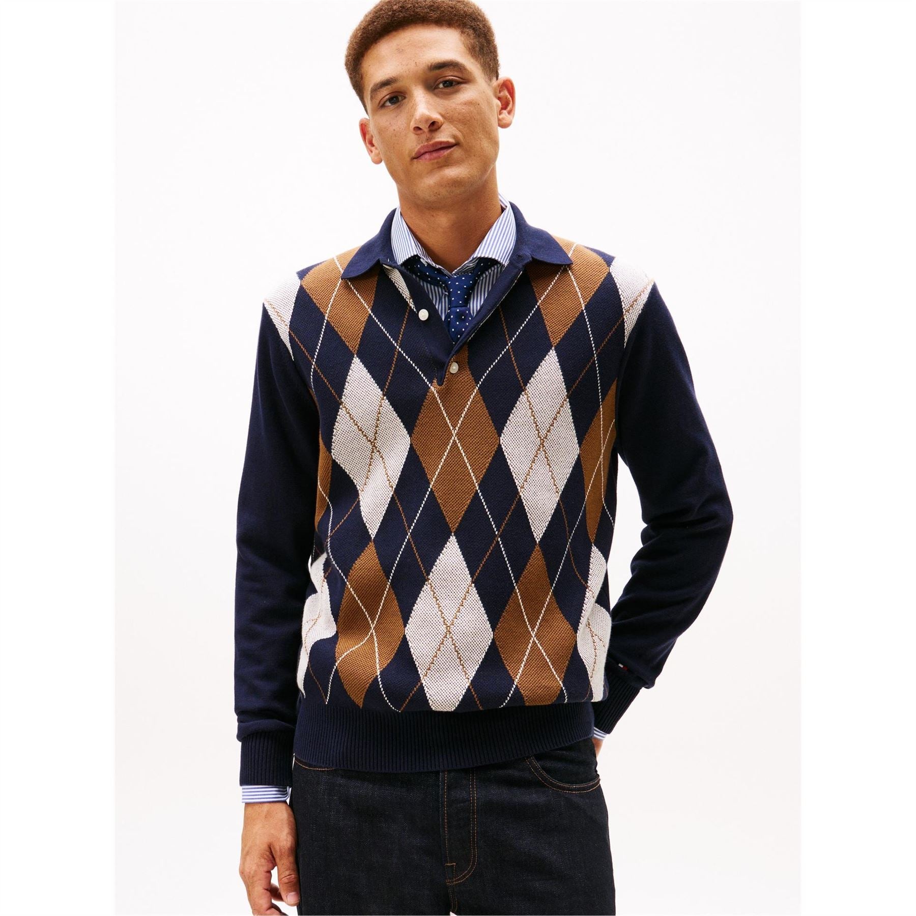 Tommy Hilfiger Argyle Crew Neck Long Sleeve Sweater