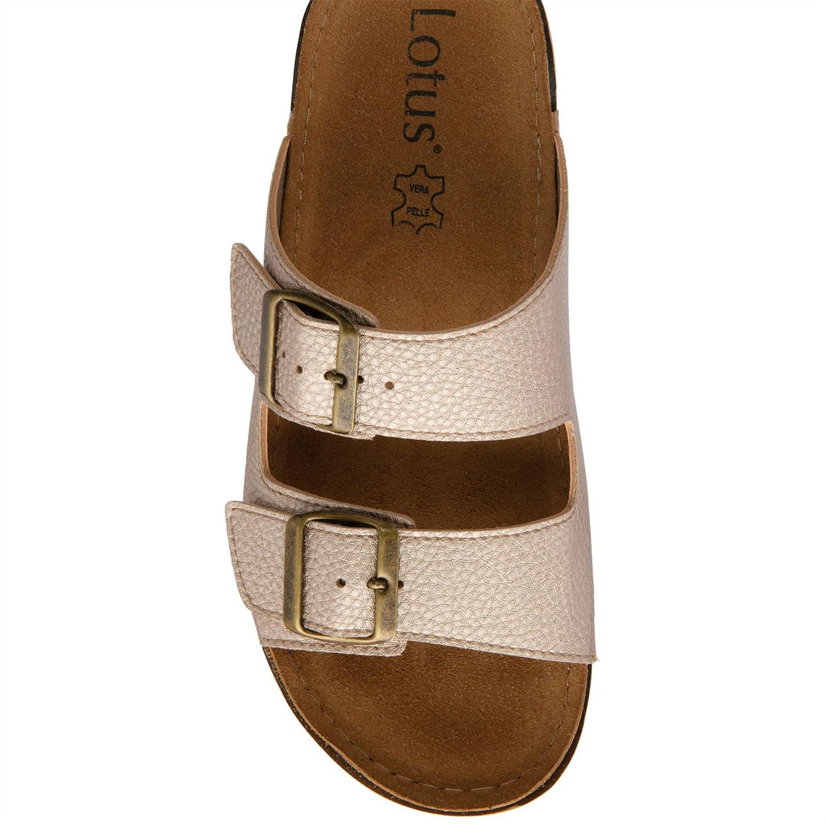 Lotus Shoes Rome Textured Open Toe Slide Sandals