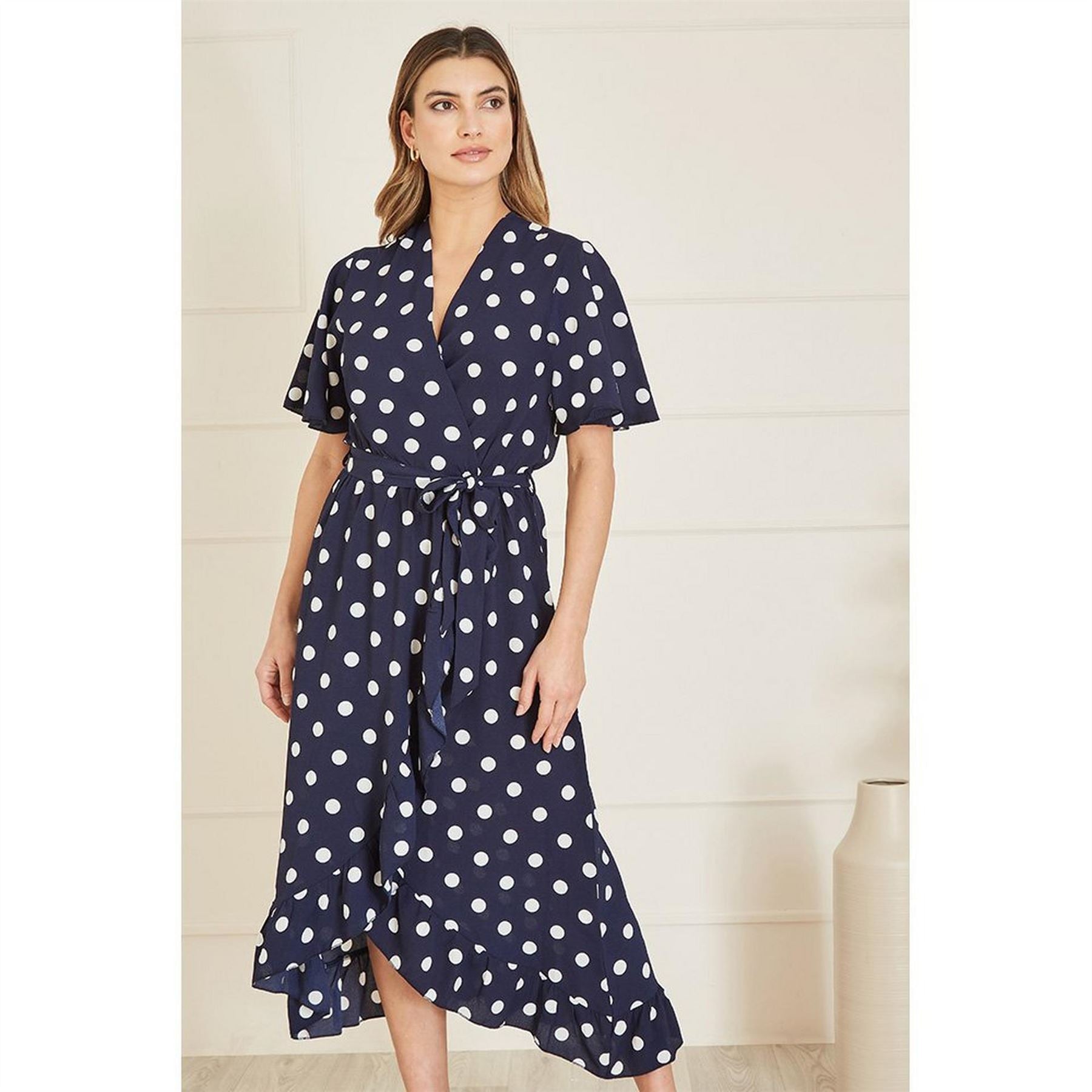 Mela London Spot Print Wrap Midi Dress
