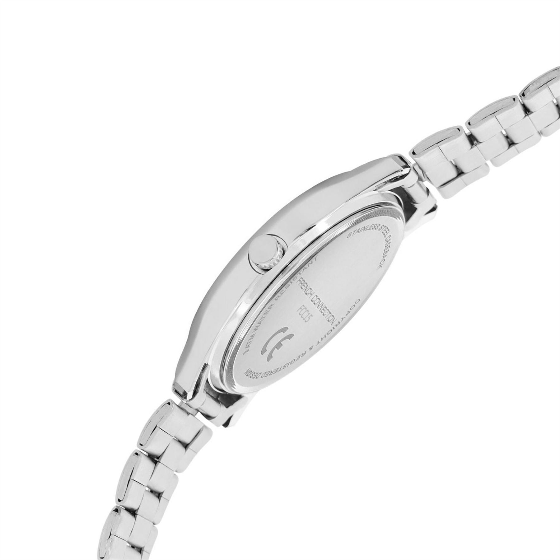 French Connection Connection Silver Case Round Shape Silver Strap Quartz Watch