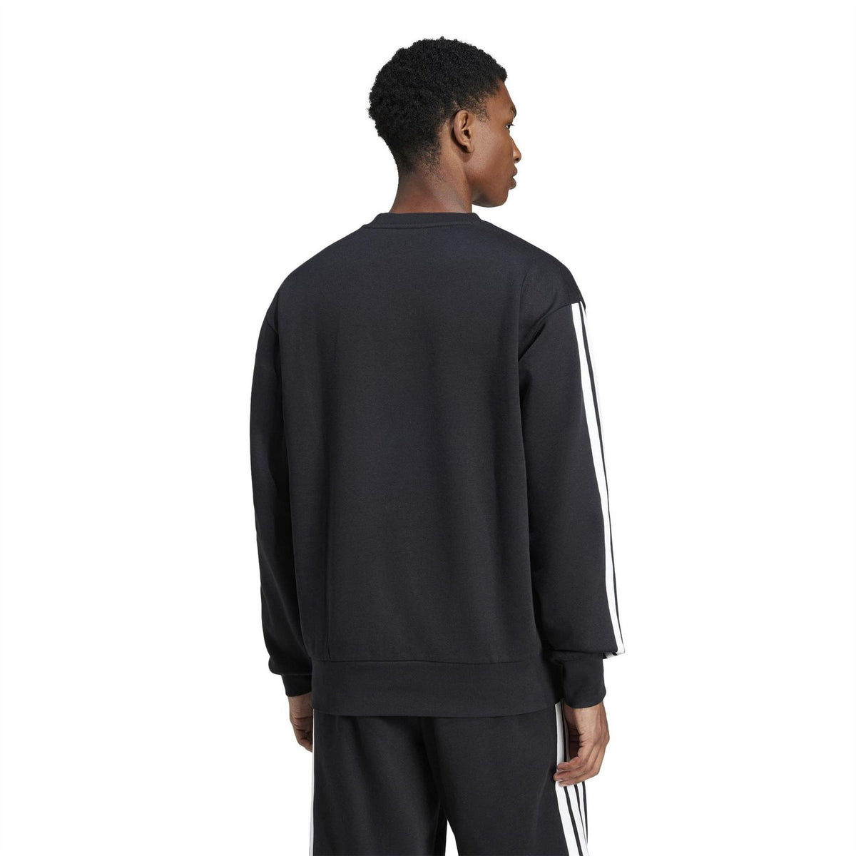 adidas Mens Essentials Crew 3 Stripes Pullover Sweatshirt