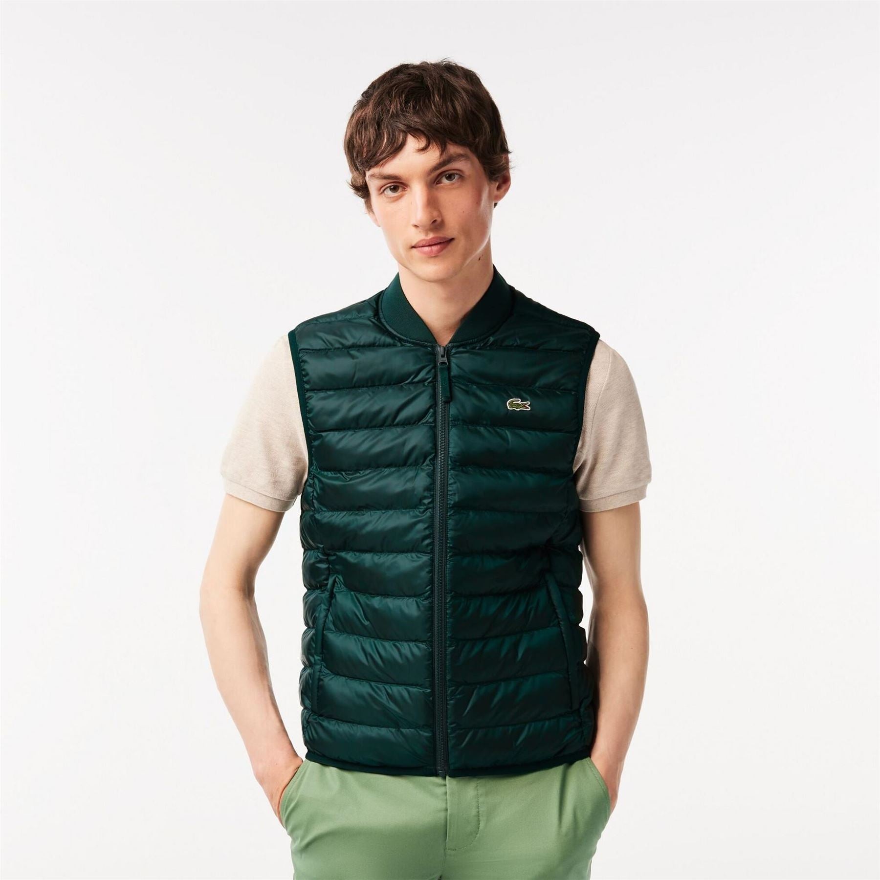 Lacoste Solid Patterned Gilet with Logo