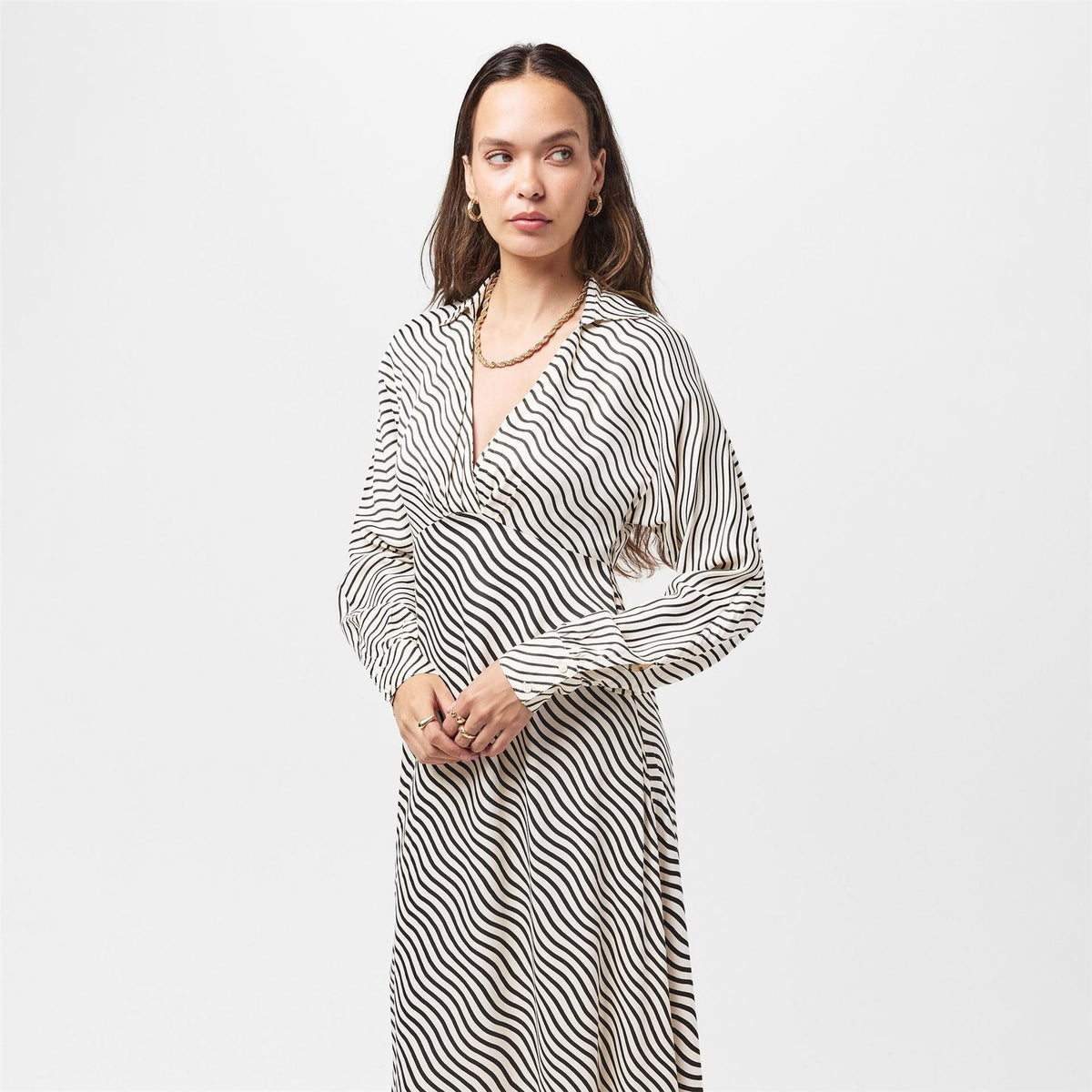 French Connection Connection Candice V-Neck Midi A-Line Dress