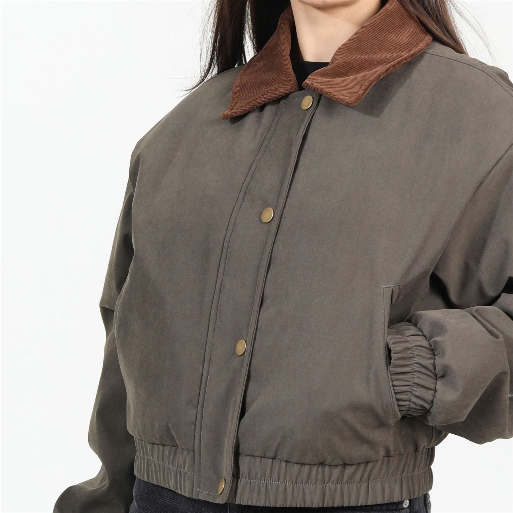 Brave Soul Womens Twill Moss Bonded Bomber Jacket