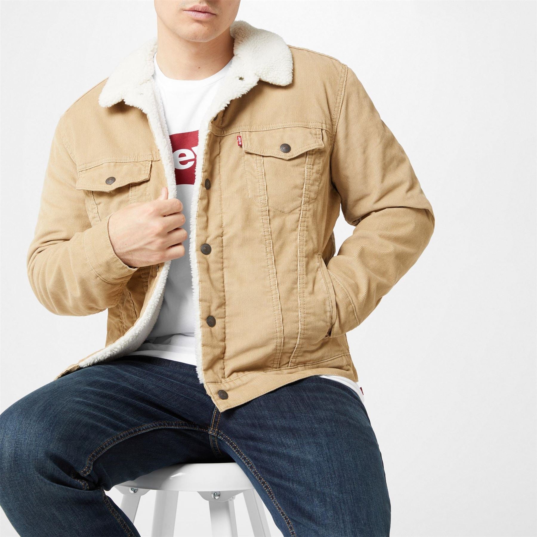 Levis Type 3 Sherpa Cotton Mix Long Sleeve Denim Jacket