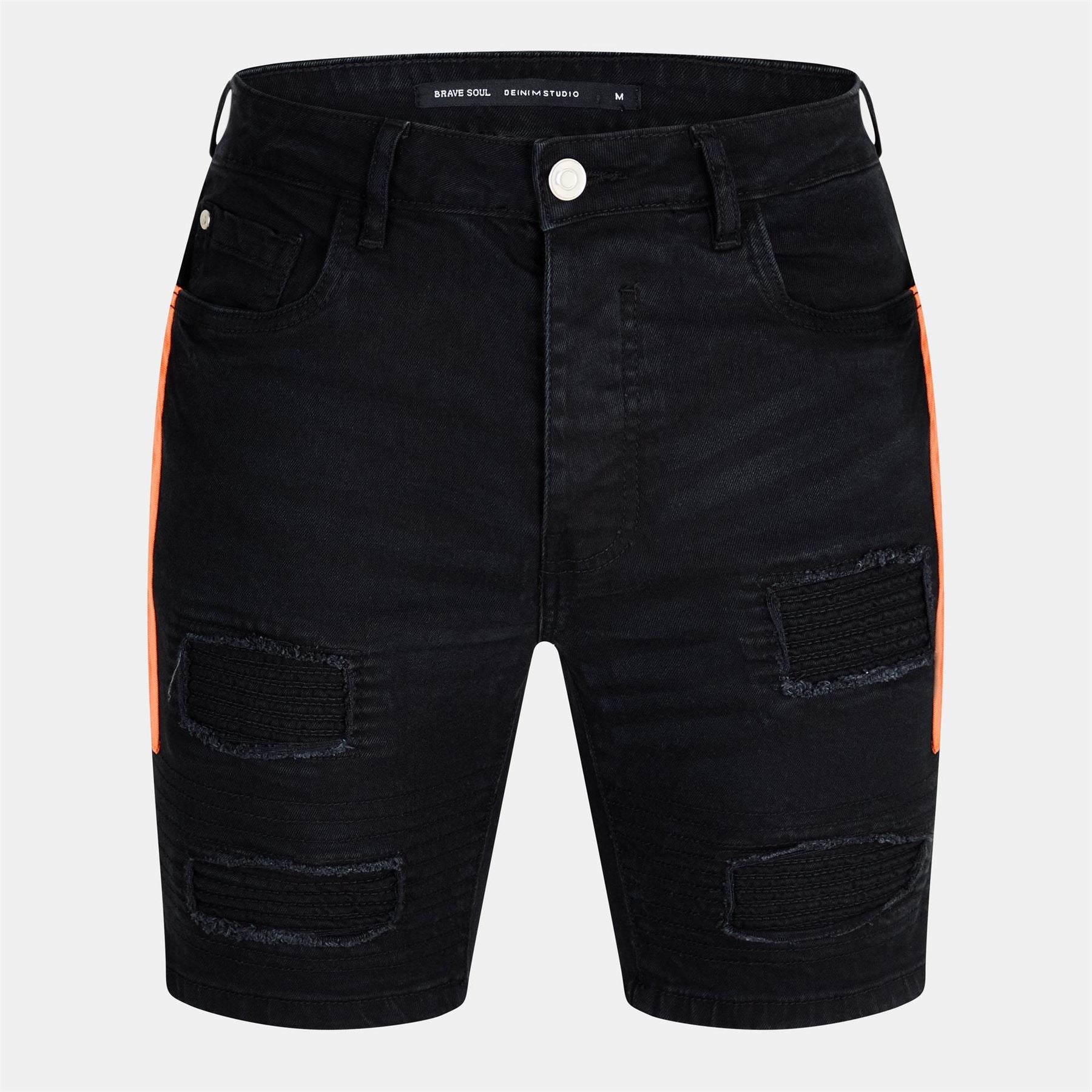Brave Soul Short With Biker Patch Detail