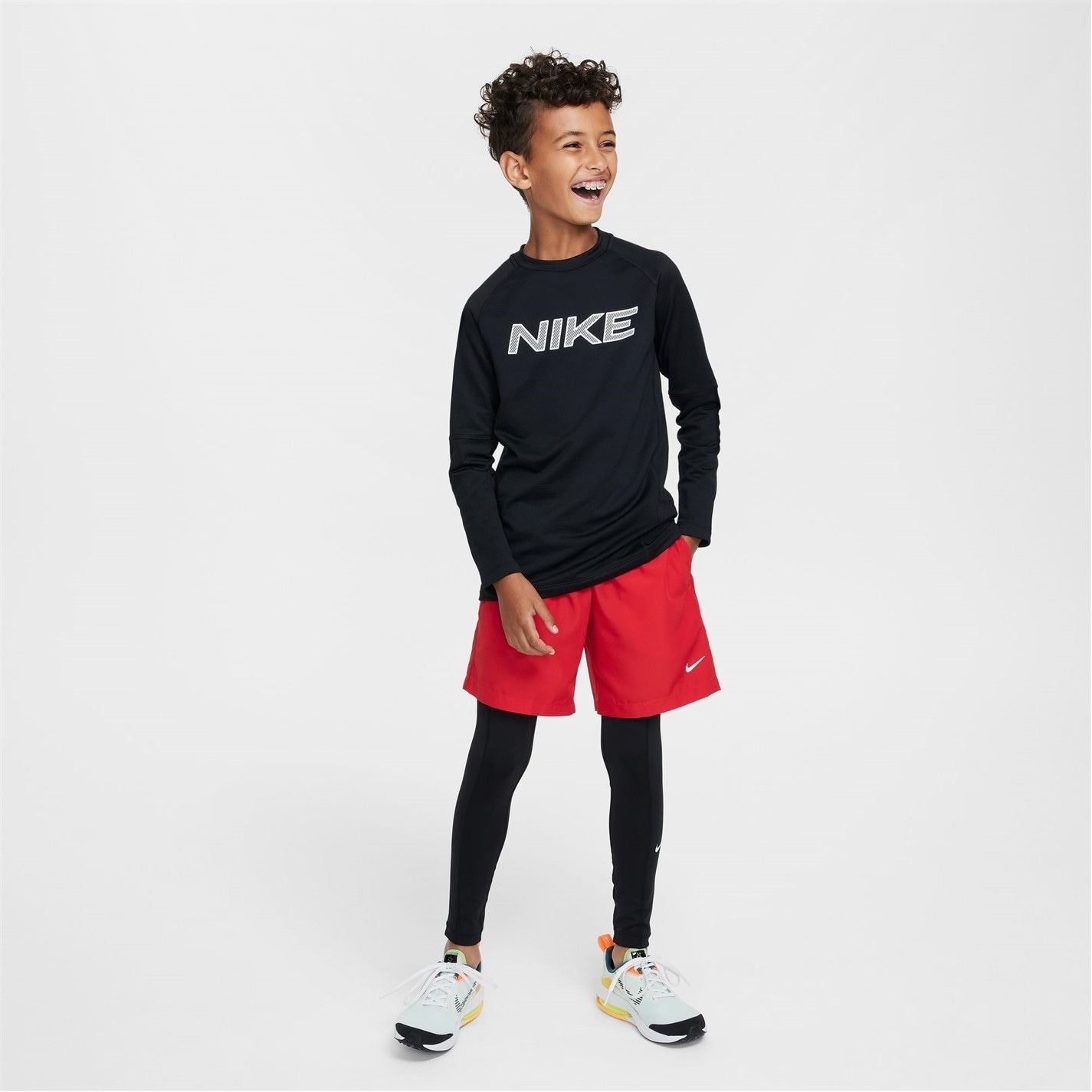 Nike Pro Big Kids (boys) Dri Fit Long Sleeve Training Crewneck Top