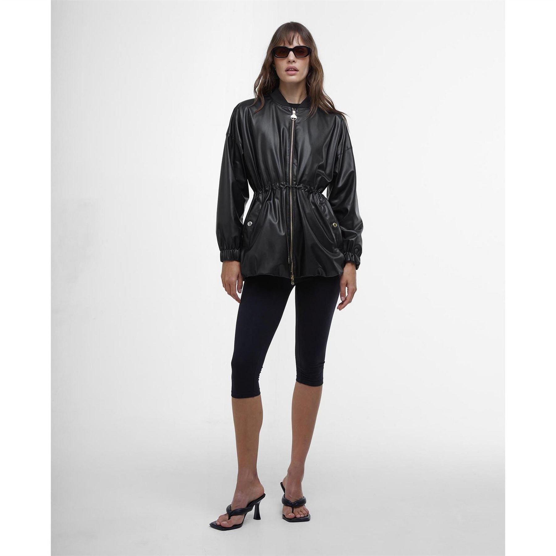 Barbour International Riley Leather Long Sleeve Parka