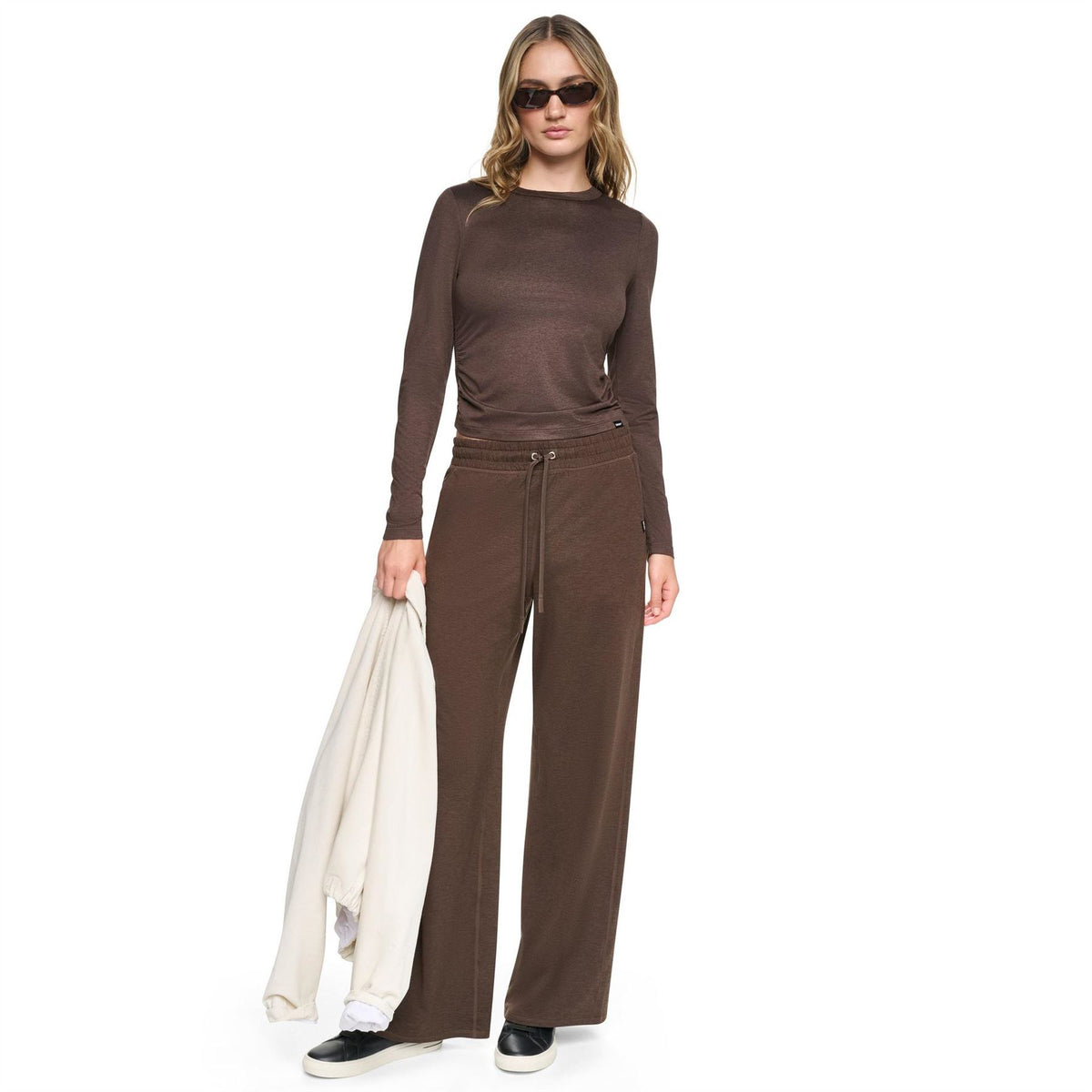 DKNY Long Sleeve Ruched Slim Fit T-Shirt