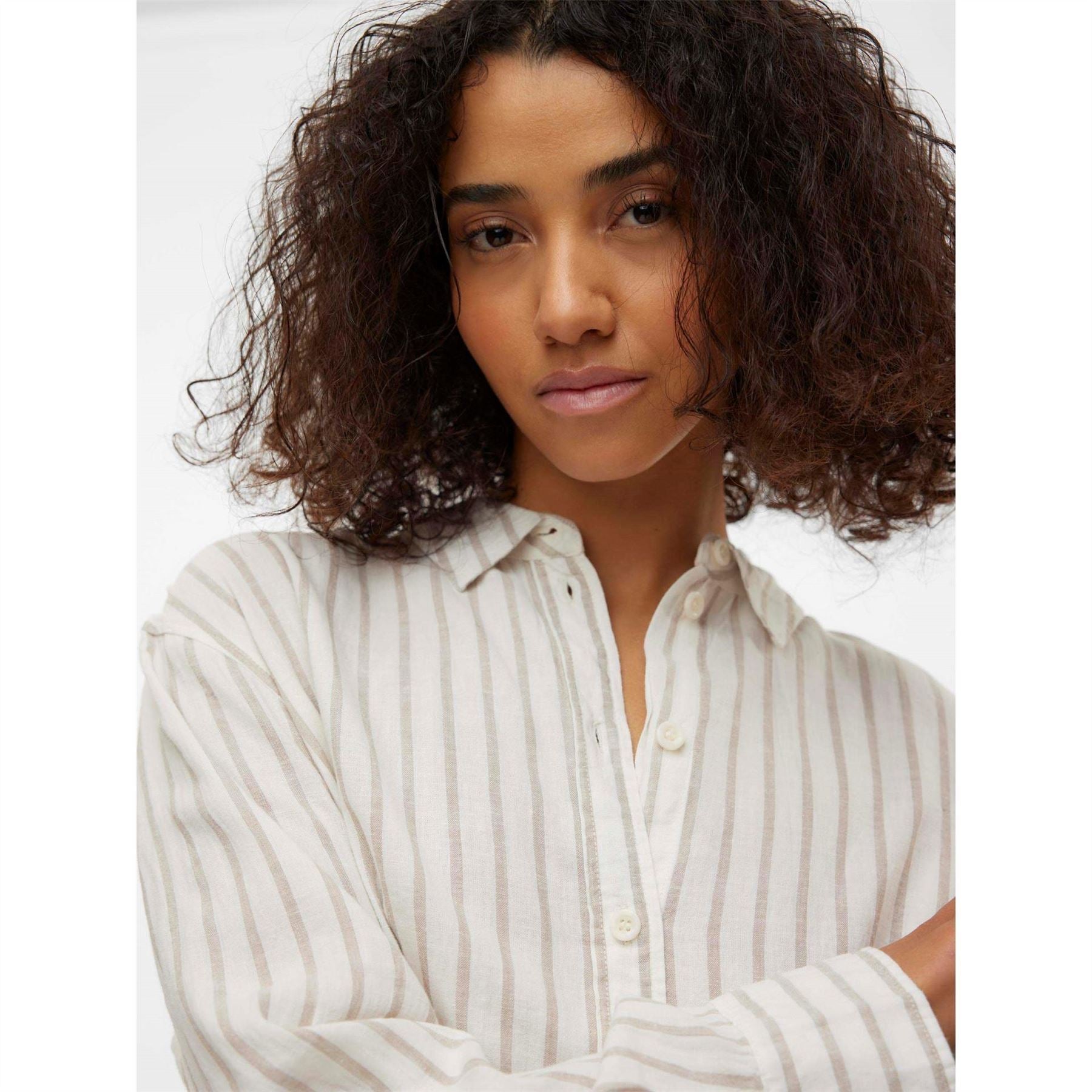 Vero Moda Button Placket Collared Neck Long Sleeve Shirt