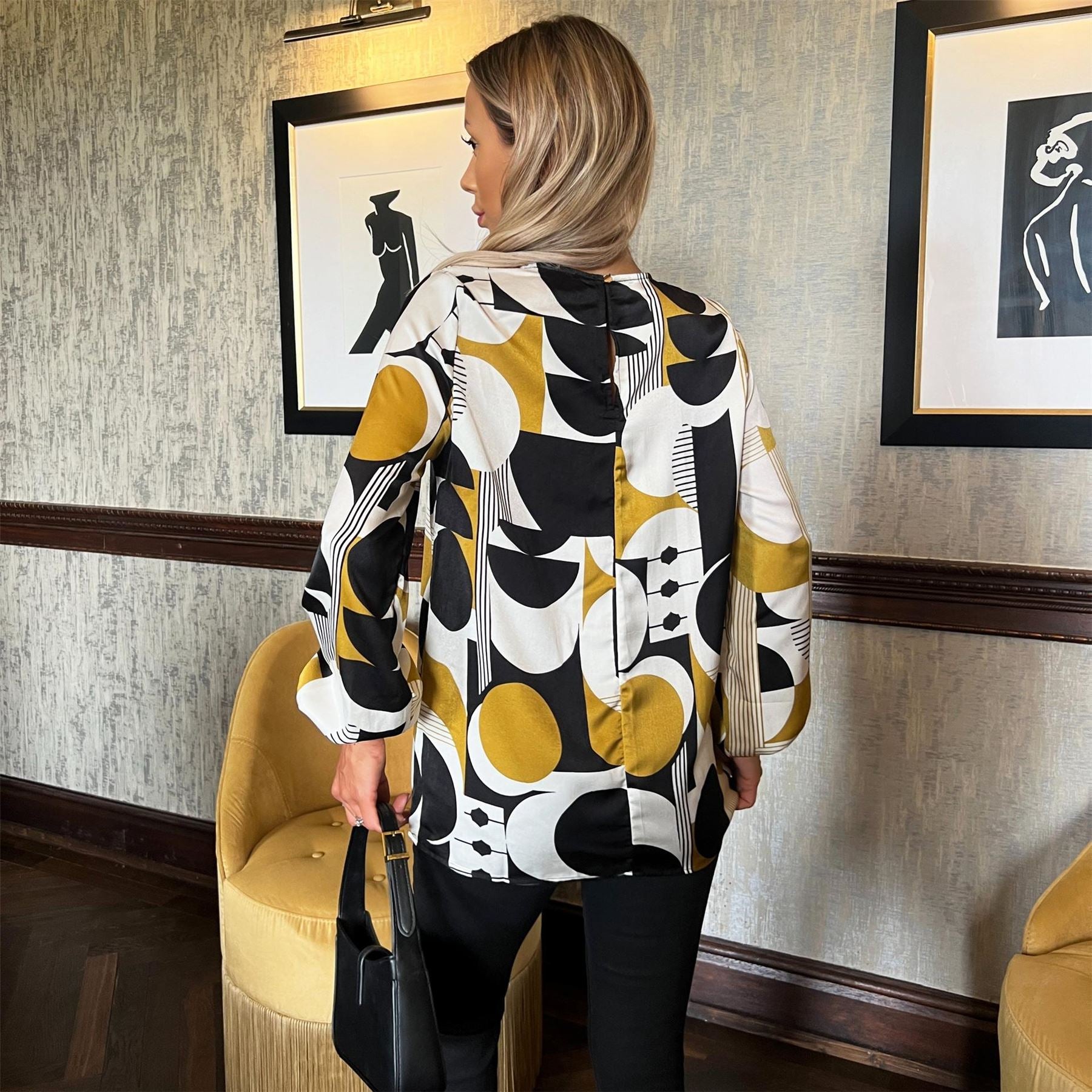 AX Paris Geometric Printed Long Sleeve Top