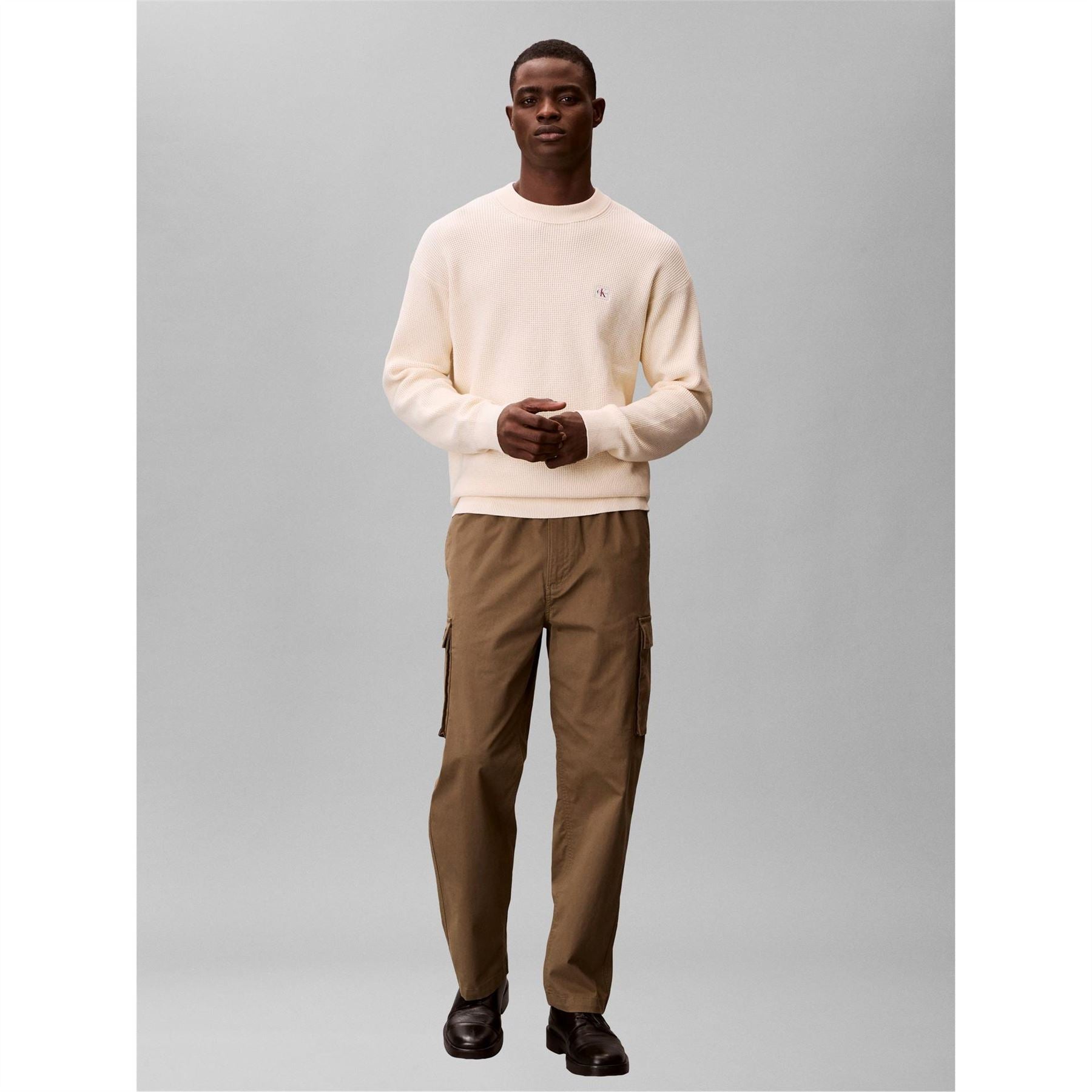 Calvin Klein Jeans Crew Neck Ribbed Collar Long Sleeve Sweater