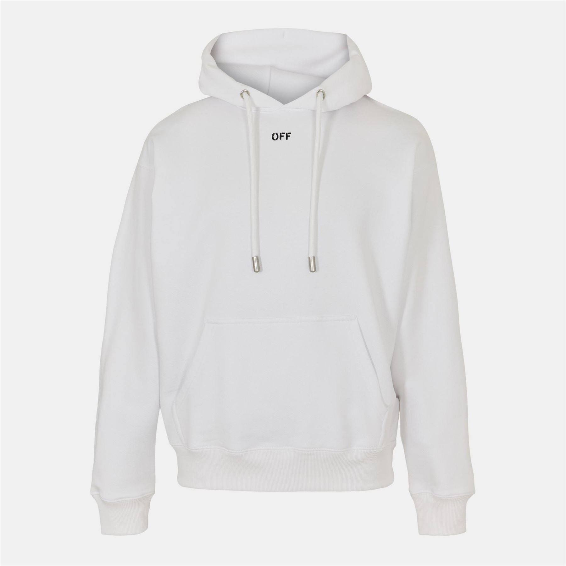 Off White Embroidered Hooded Neck Long Sleeve Sweatshirt