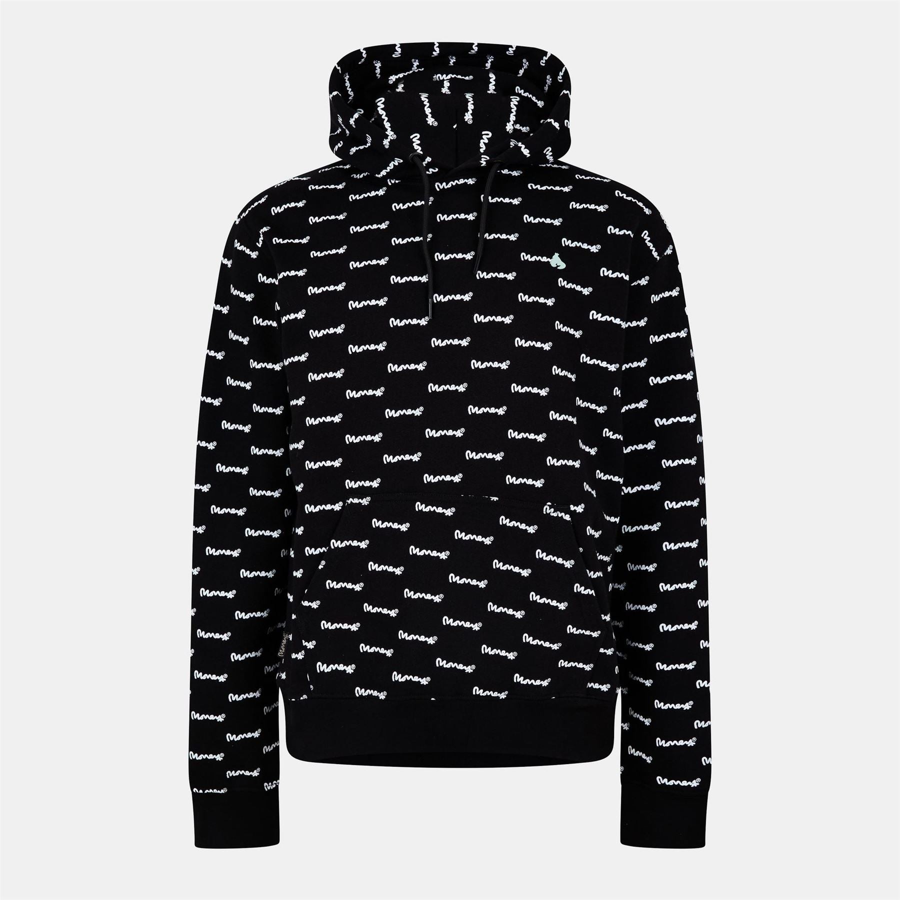 Money Signature Print Hooded Long Sleeve Sweatshirt