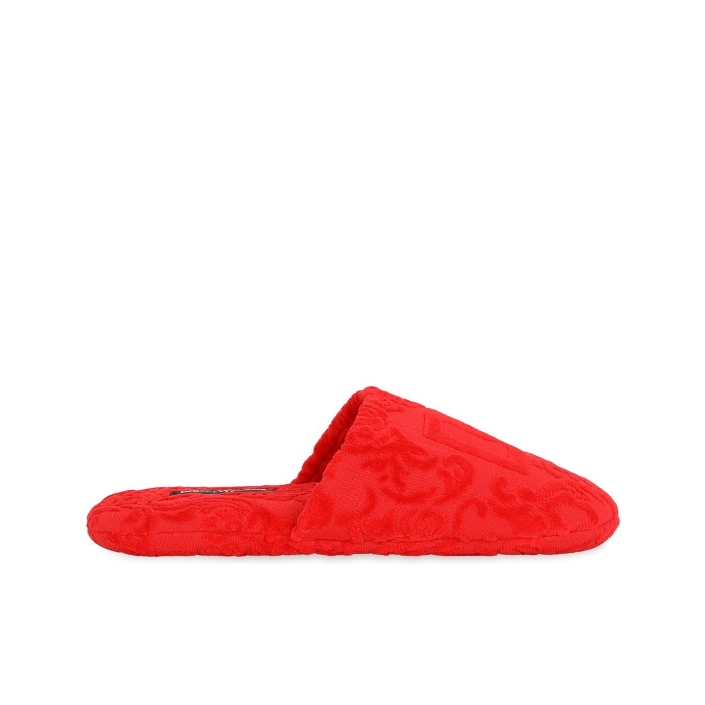Dolce and Gabbana Casa Jaquard Slippers   Red