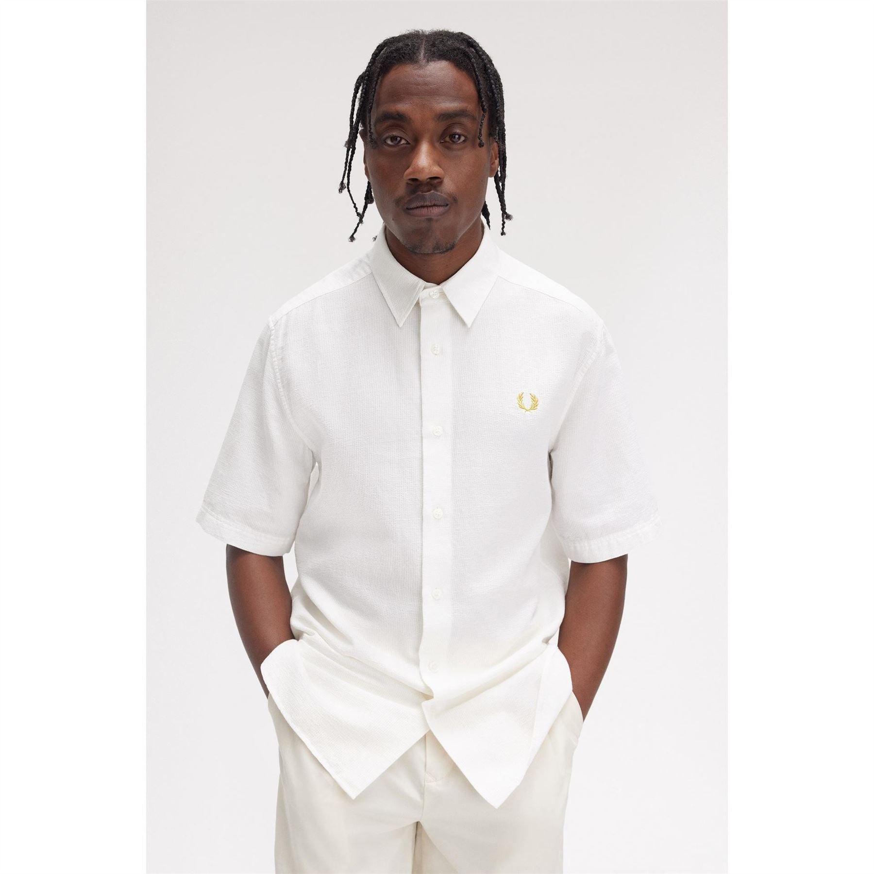Fred Perry Seersucker Short Sleeve Patterned Shirt