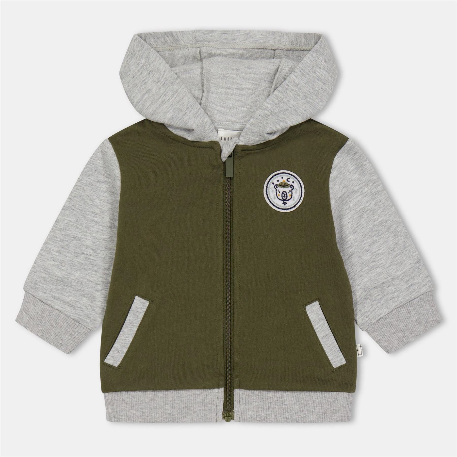 Carrement Beau Hooded Neck Embroidered Ribbed Cuff Color Block Sweat Jacket