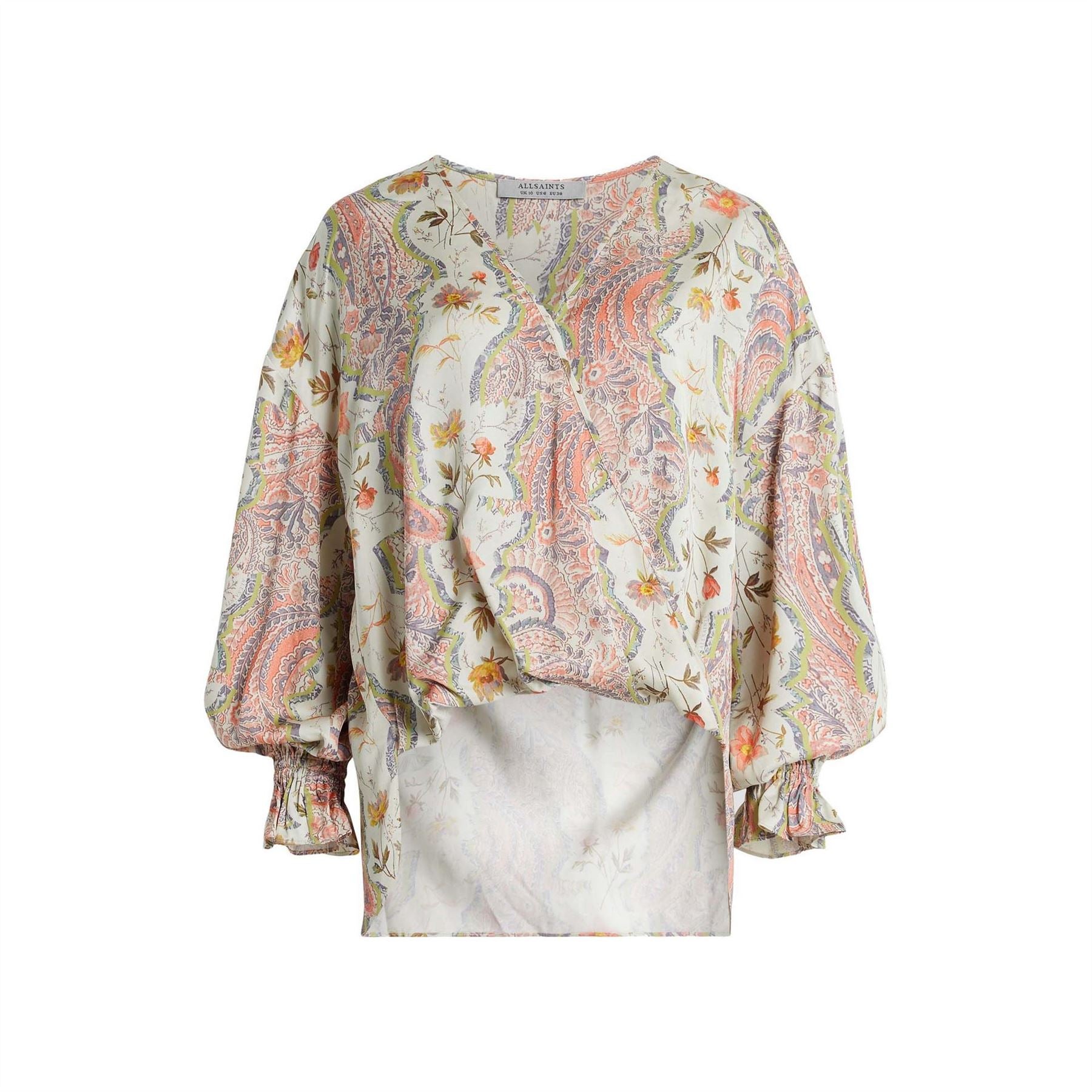 AllSaints Penny Wrap Over Paisley Print Regular Fit T-Shirt
