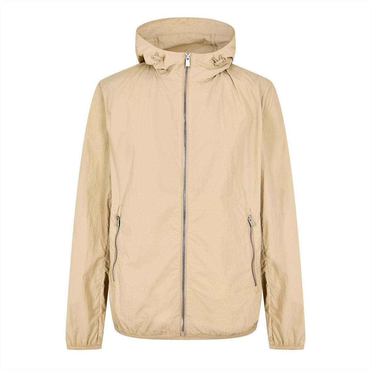 Boss Cinder Hooded Neck Solid Patterned Rain Jacket with Zipped Pocket