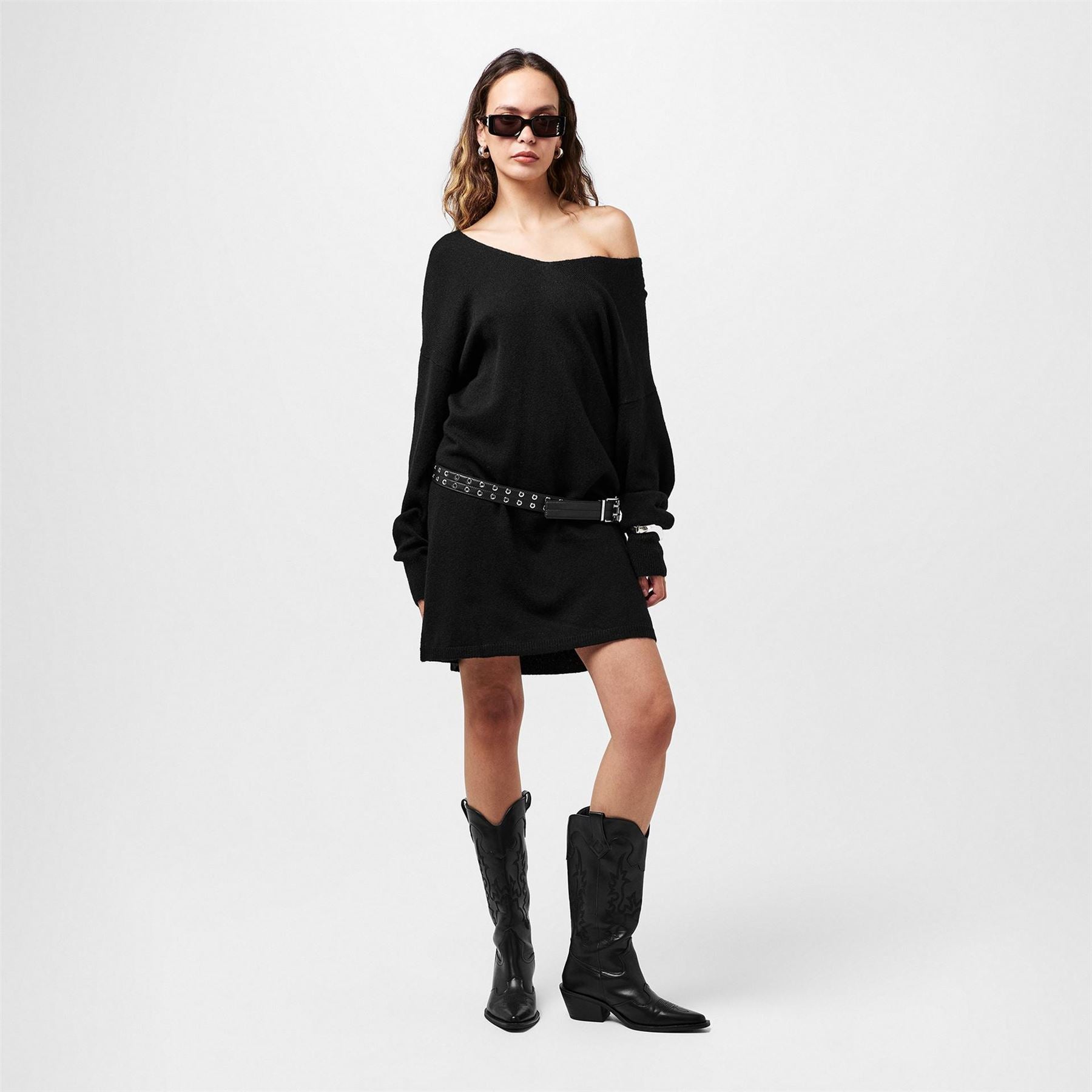 Pieces Knit Turtleneck Long Sleeve Midi Sweater Dress