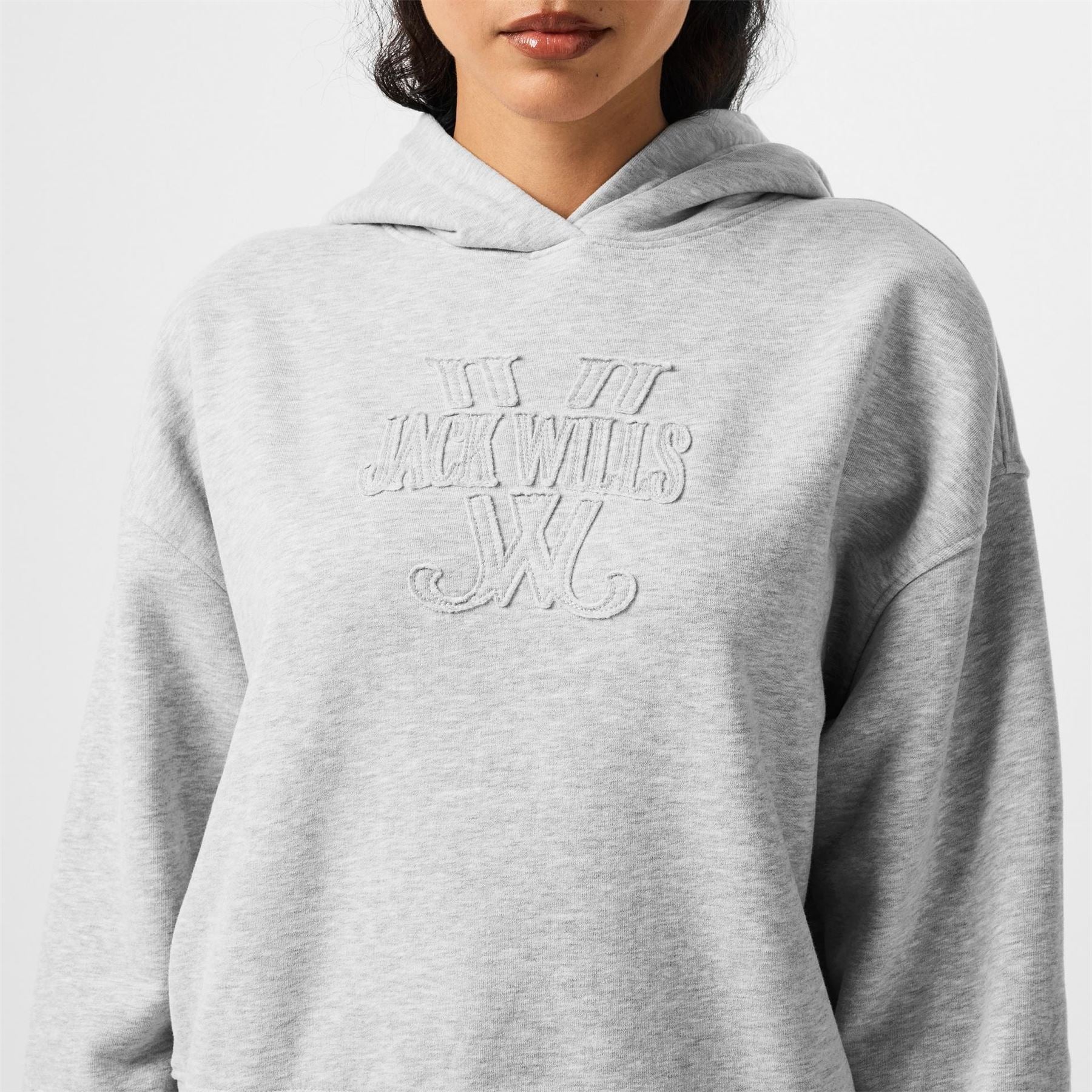 Jack Wills Baggy Fit Hooded Cropped Sweatshirt