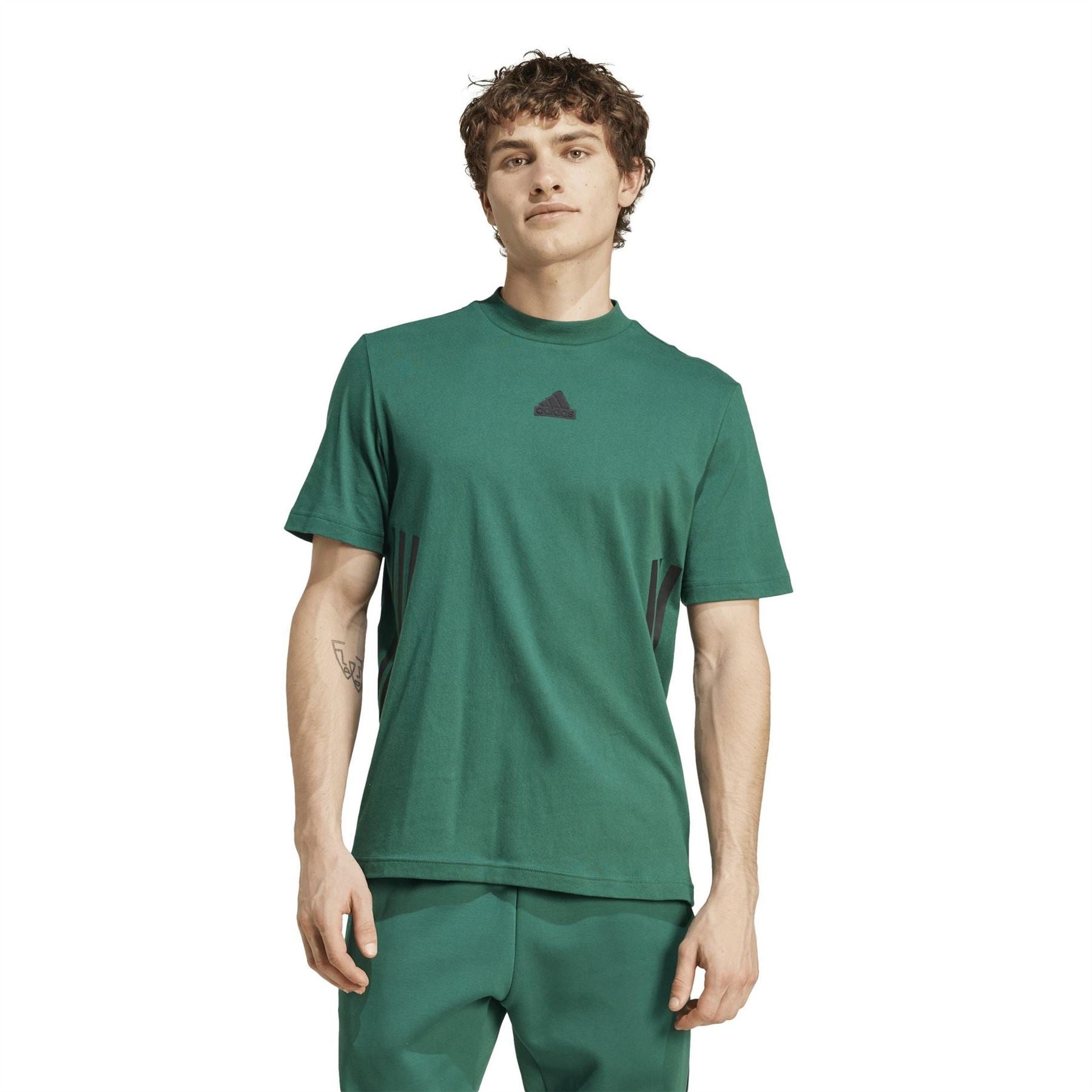 adidas Crew Neck Short Sleeve Jersey T-Shirt with Side Stripes