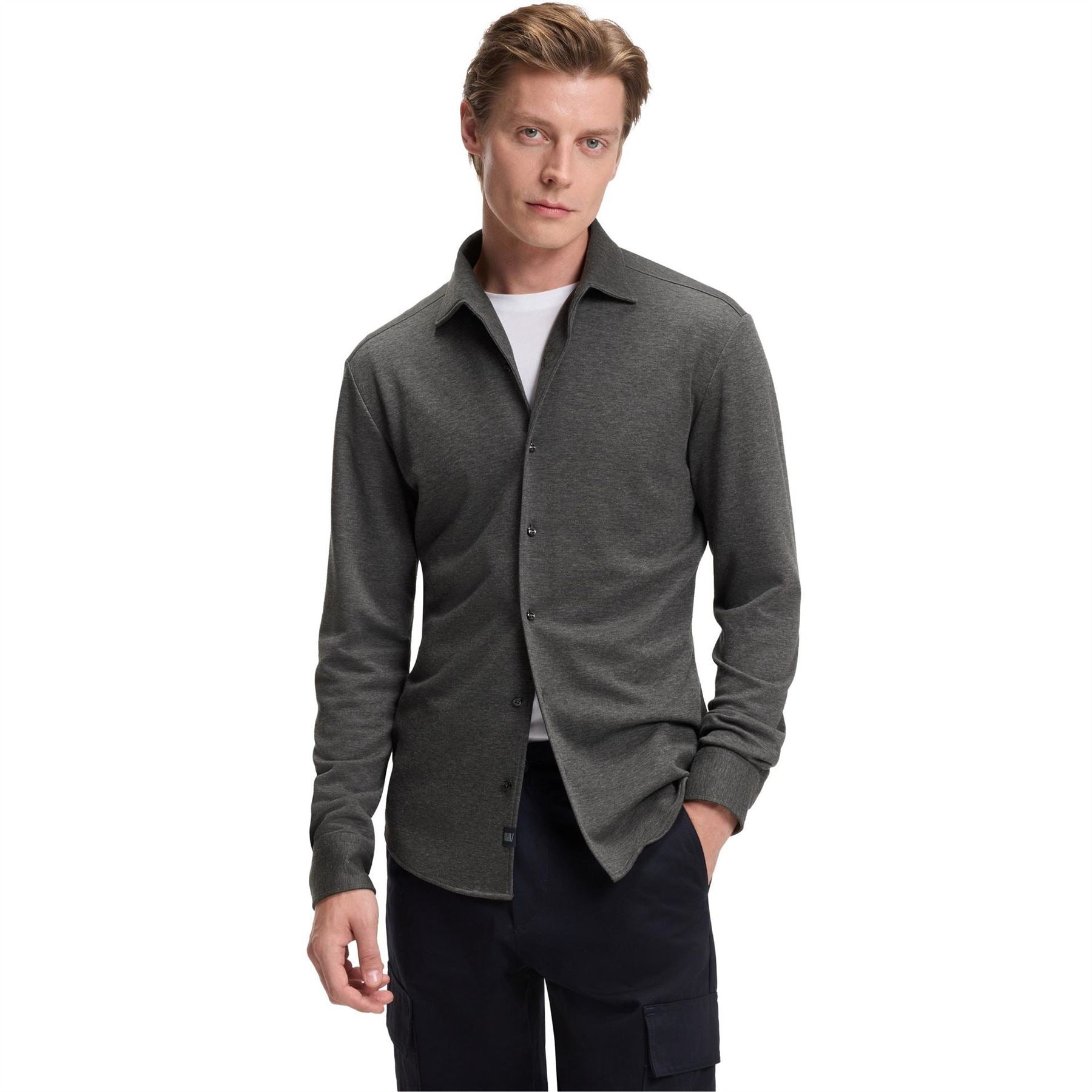 Boss Rudy Double Breasted Lyocell Long Sleeve Slim Fit Shirt