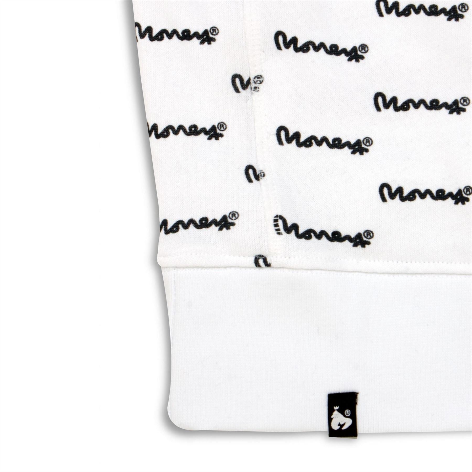 Money Signature Print Hooded Long Sleeve Sweatshirt