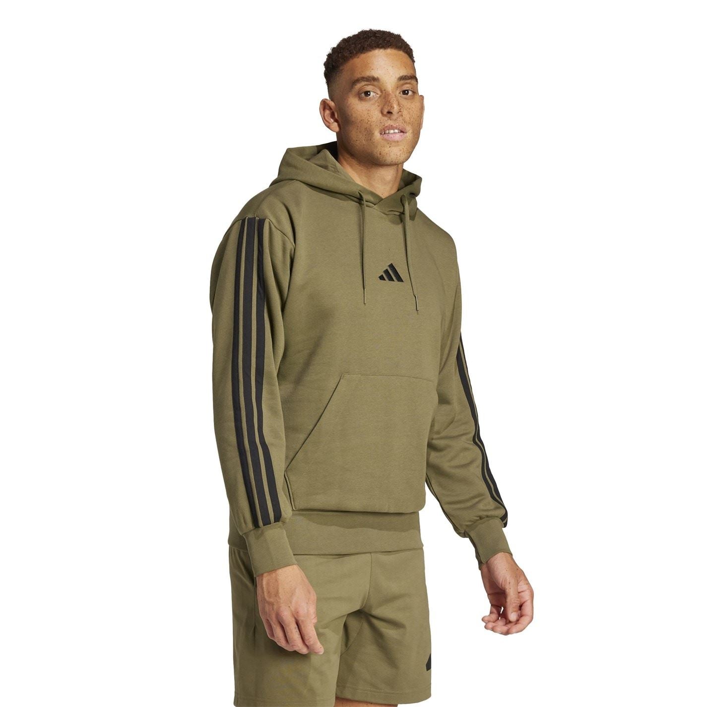 adidas Mens Fleece 3 Stripes Hoodie