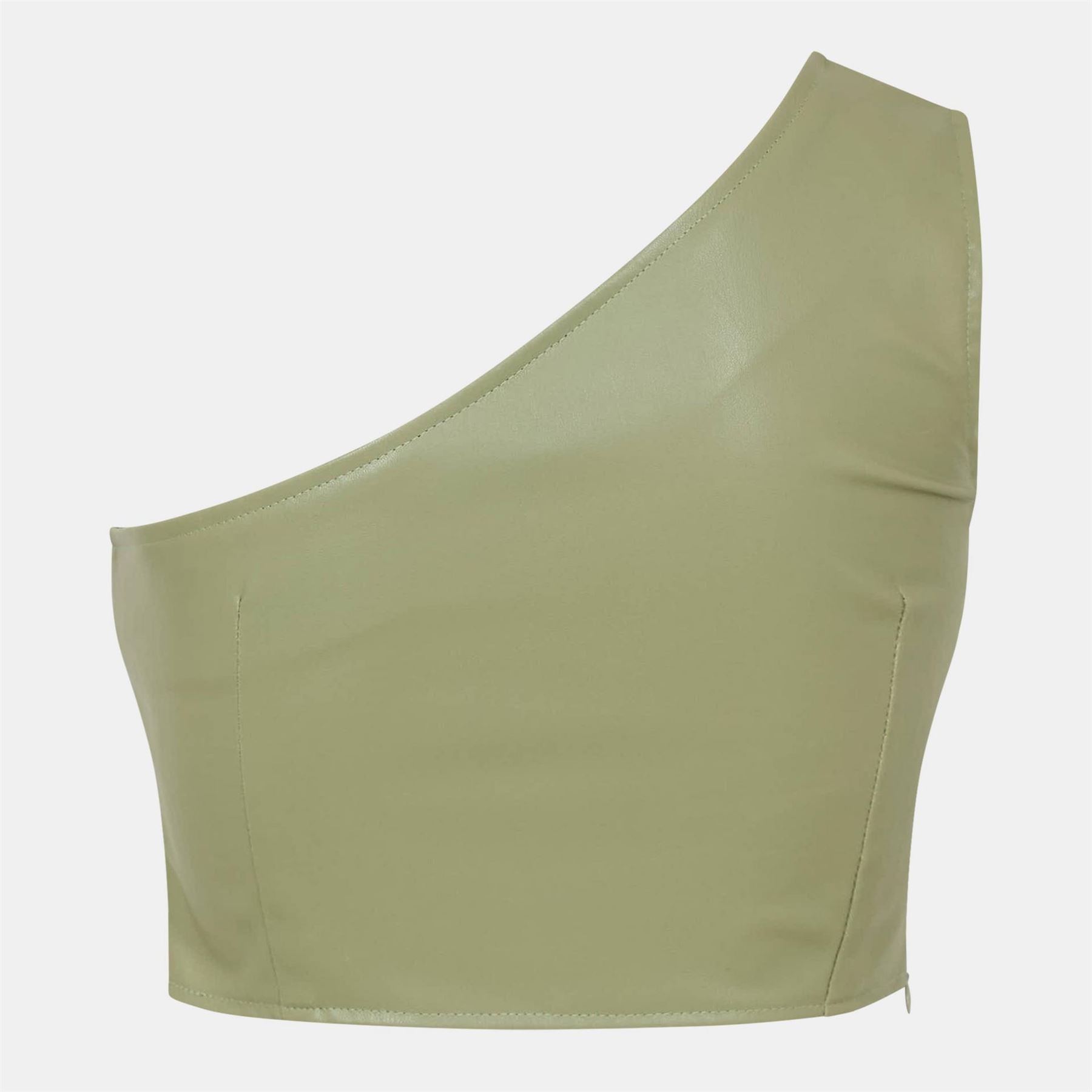 Missy Empire Over Corset Detail Faux Leather Top