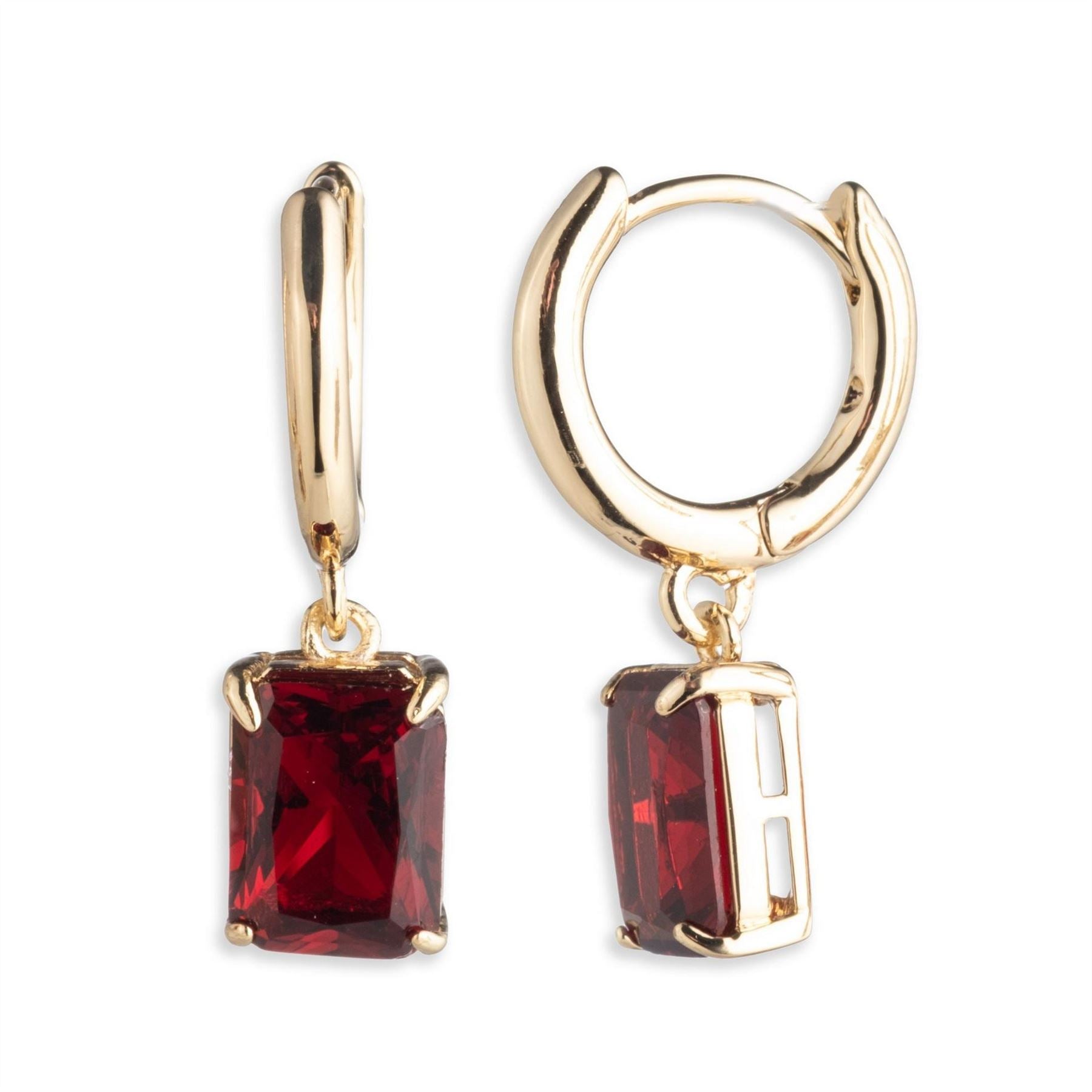 Lauren by Ralph Lauren Ralph Lauren Gold Tone  And  Siam Red Huggie Hoop Earrings