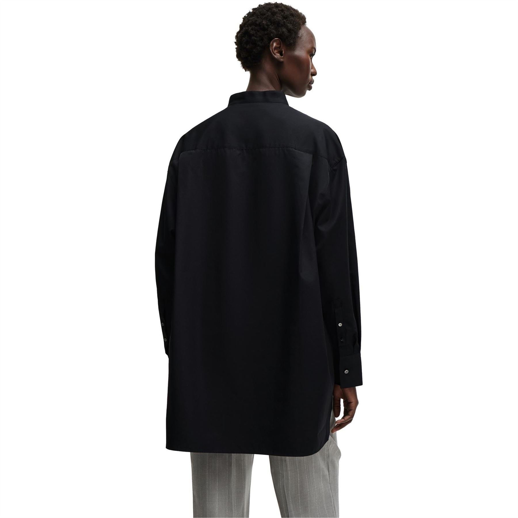 Boss Oversize Fit Band Collar Long Sleeve Shirt