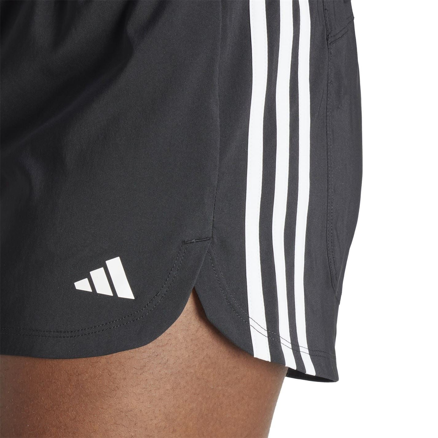 adidas Womens Pacer Training 3 Stripes Woven High Rise Shorts