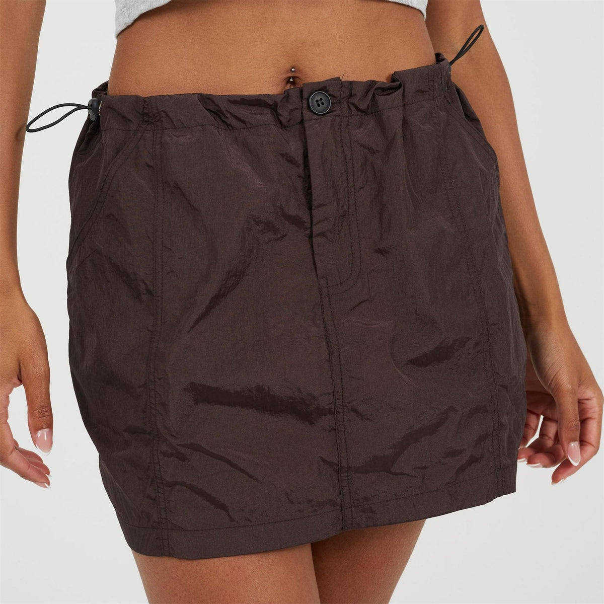 Brave Soul Womens Cargo Mini Skirt With Toggle Waist