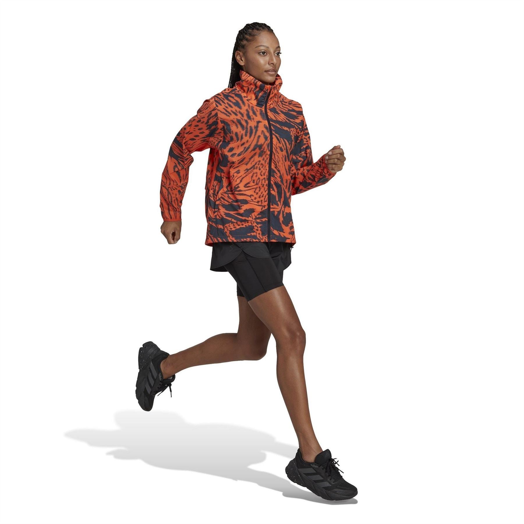 adidas FAST All Over Print Moisture Wicking Reflective Performance Running Jacket