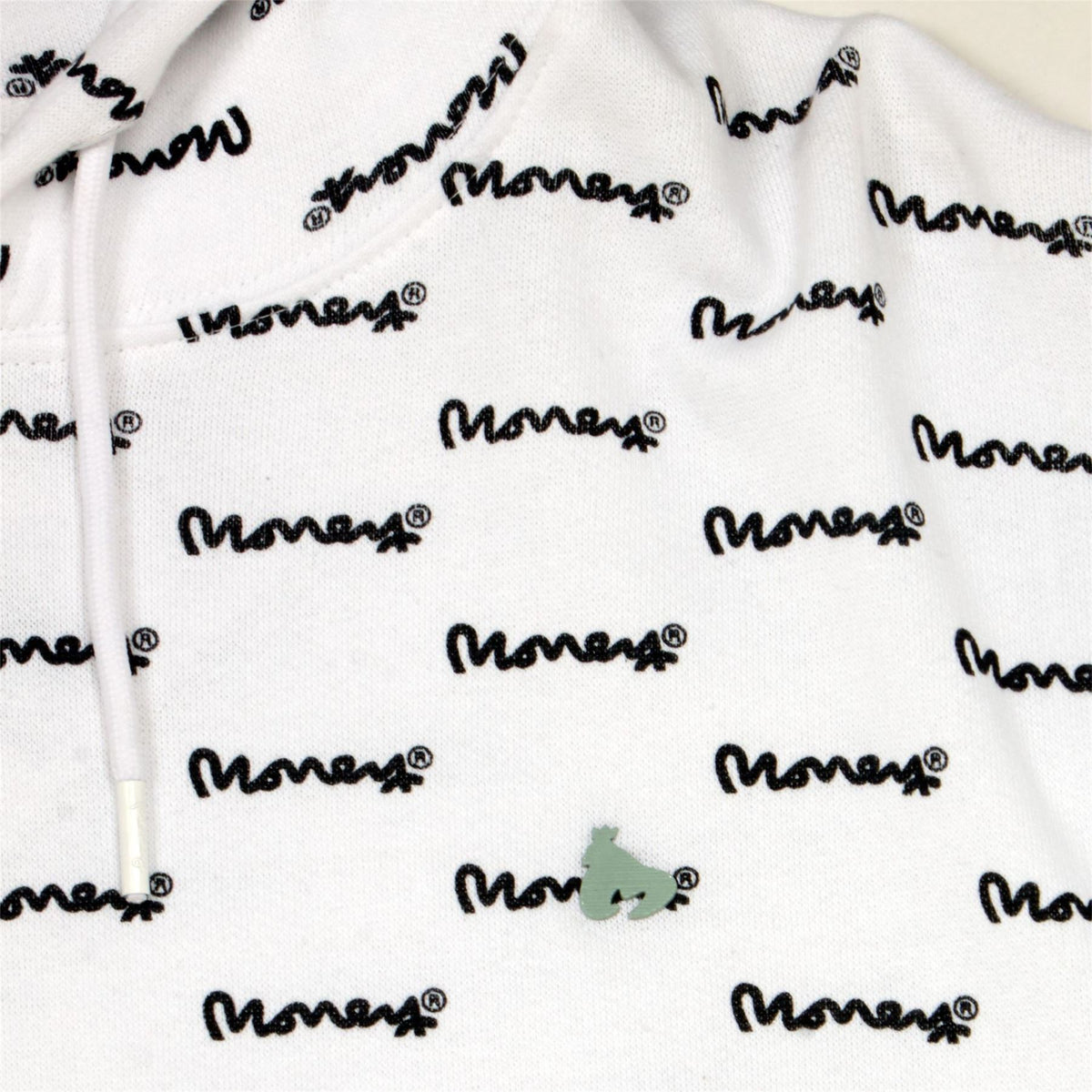 Money Signature Print Hooded Long Sleeve Sweatshirt