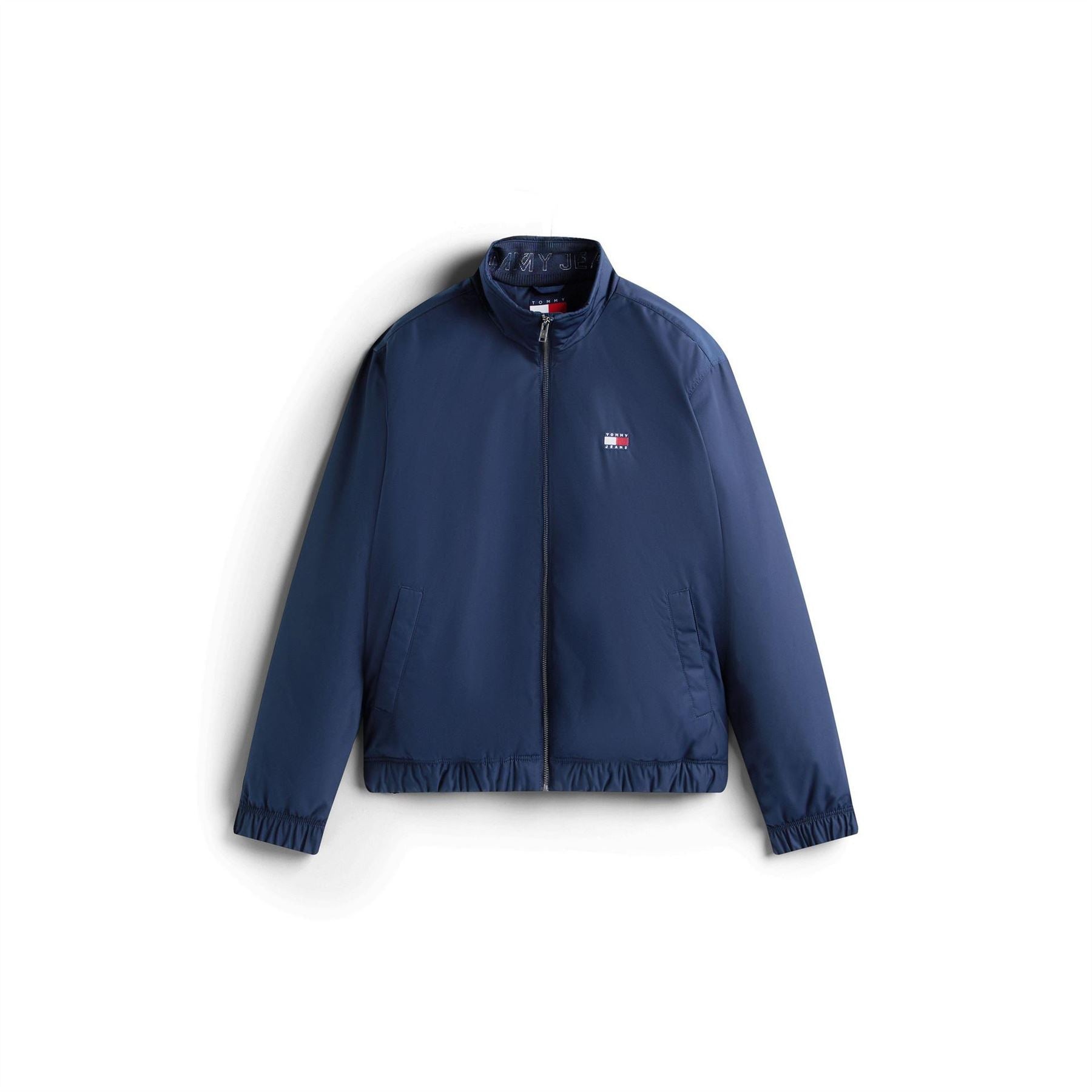 Tommy Jeans Solid Patterned Ribbed Cuff Mock Neck Harrington Jacket