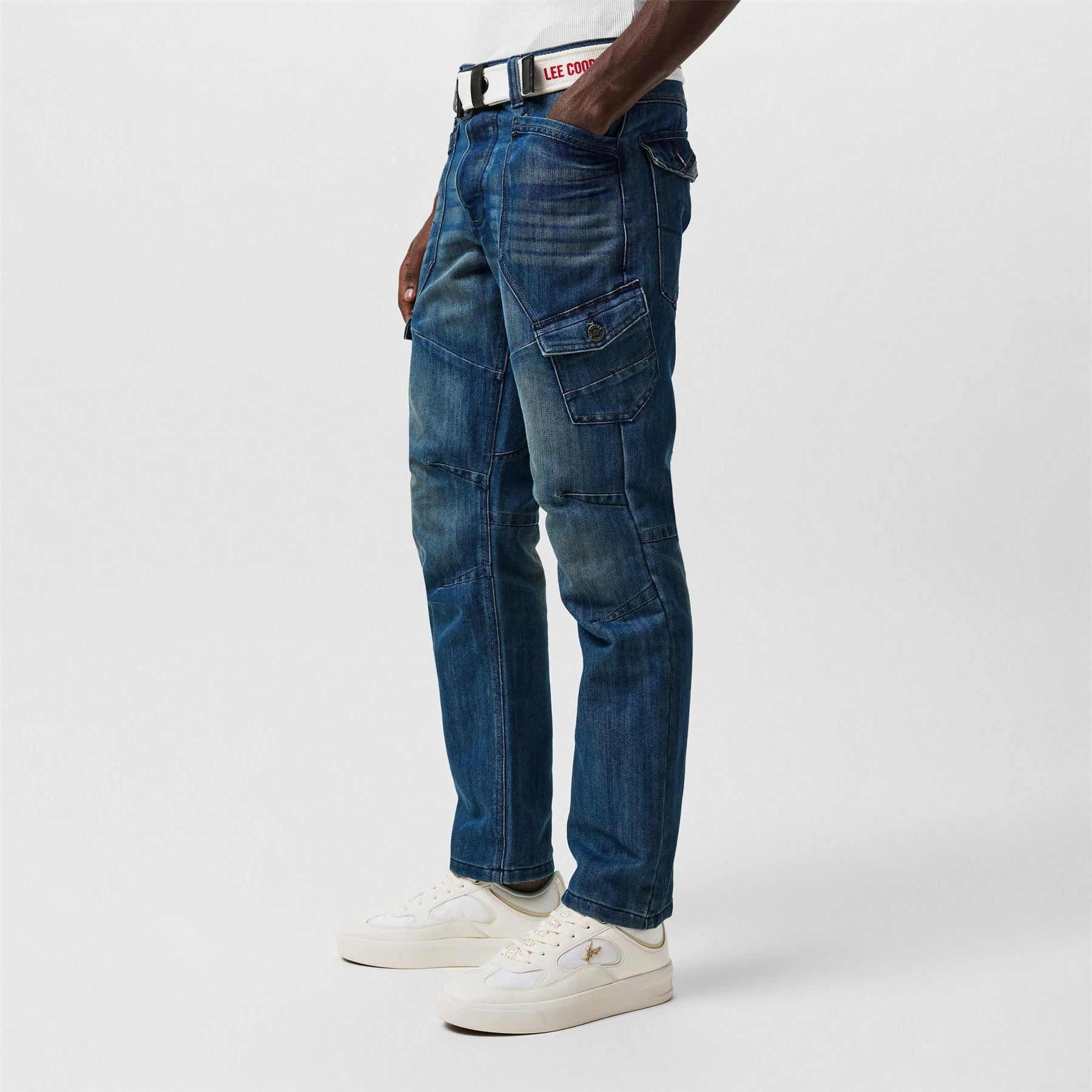 Lee Cooper Mens Belted Cargo Jeans