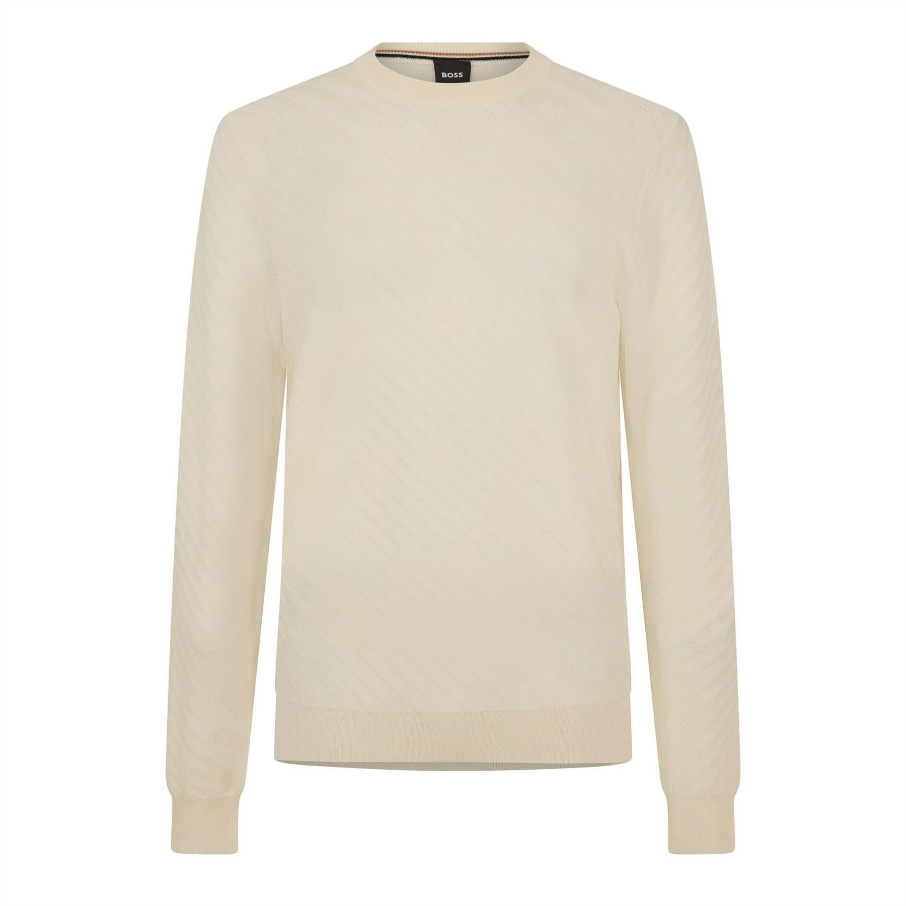 Boss Crew Neck Ribbed Collar Long Sleeve Sweater