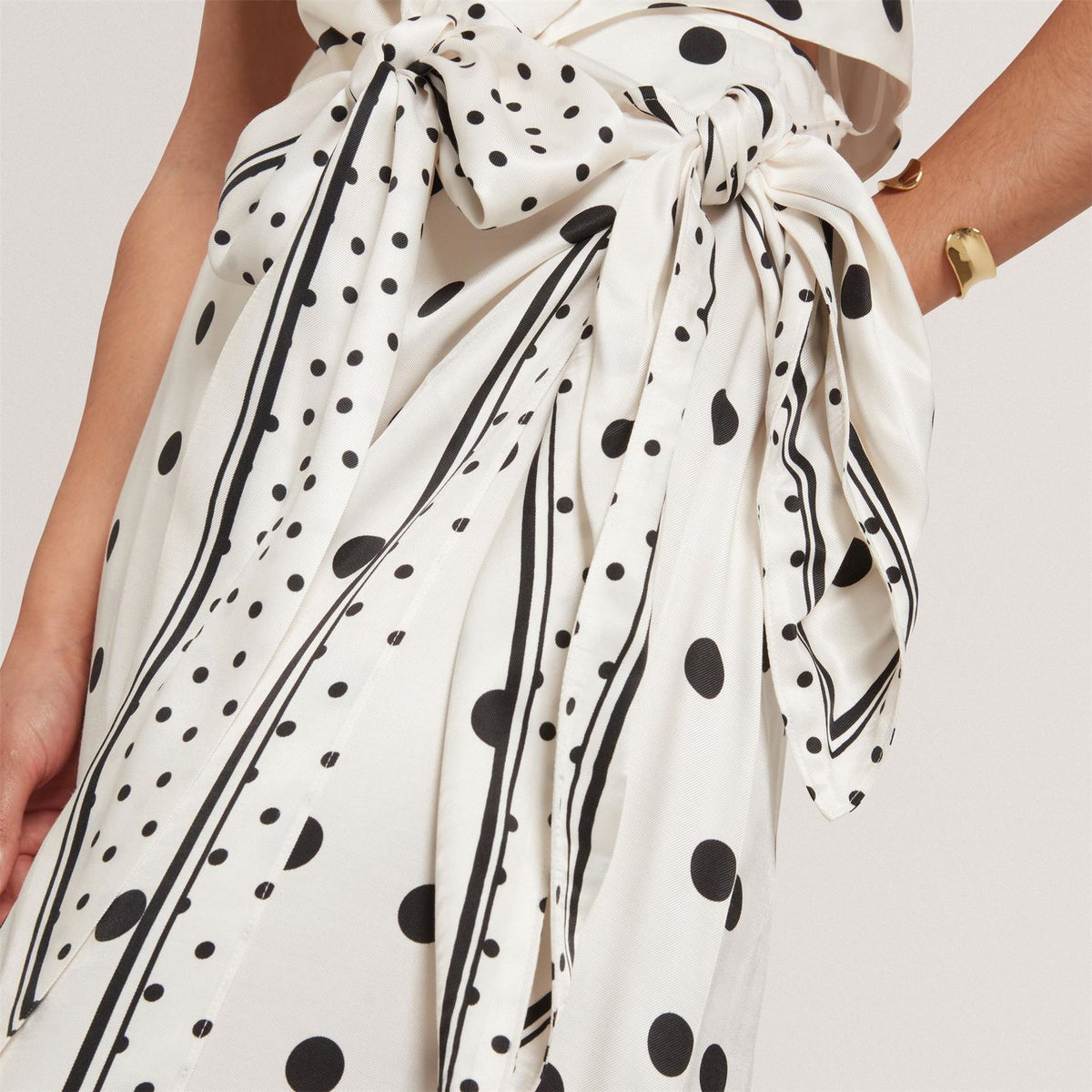 Ted Baker Polka Dot Knot Detail Midi Skirt