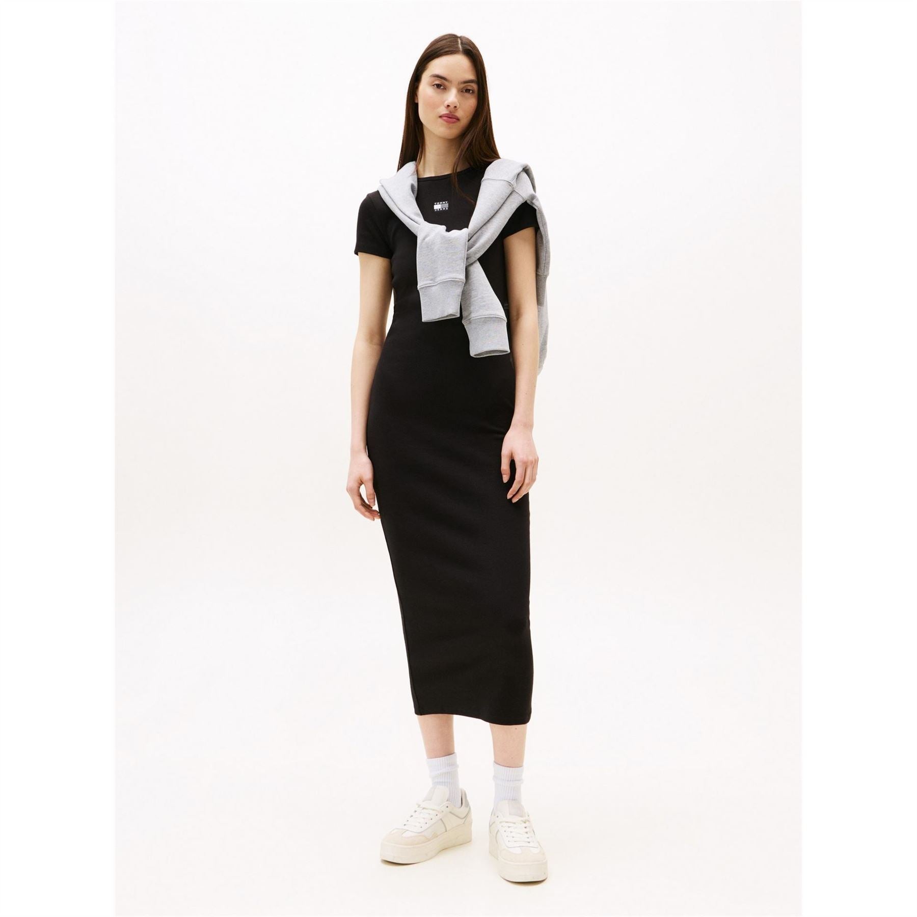 Tommy Jeans Badge Crew Neck Midi Bodycon Dress