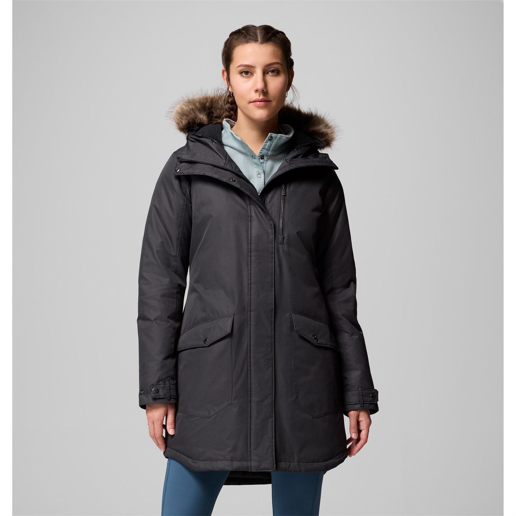Columbia Womens Suttle Mountain Hooded Solid Patterned Down Jacket