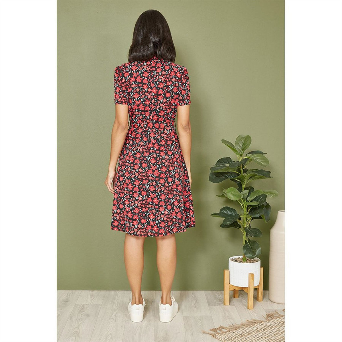Yumi Poppy Print Retro Shirt Dress