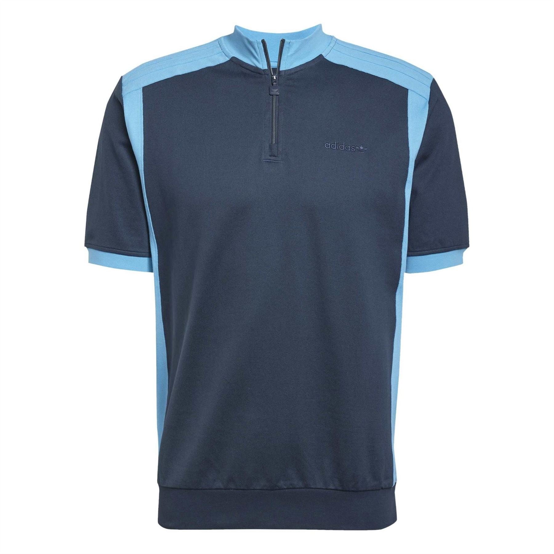 adidas Mock Neck Zip Band Collar Short Sleeve Top