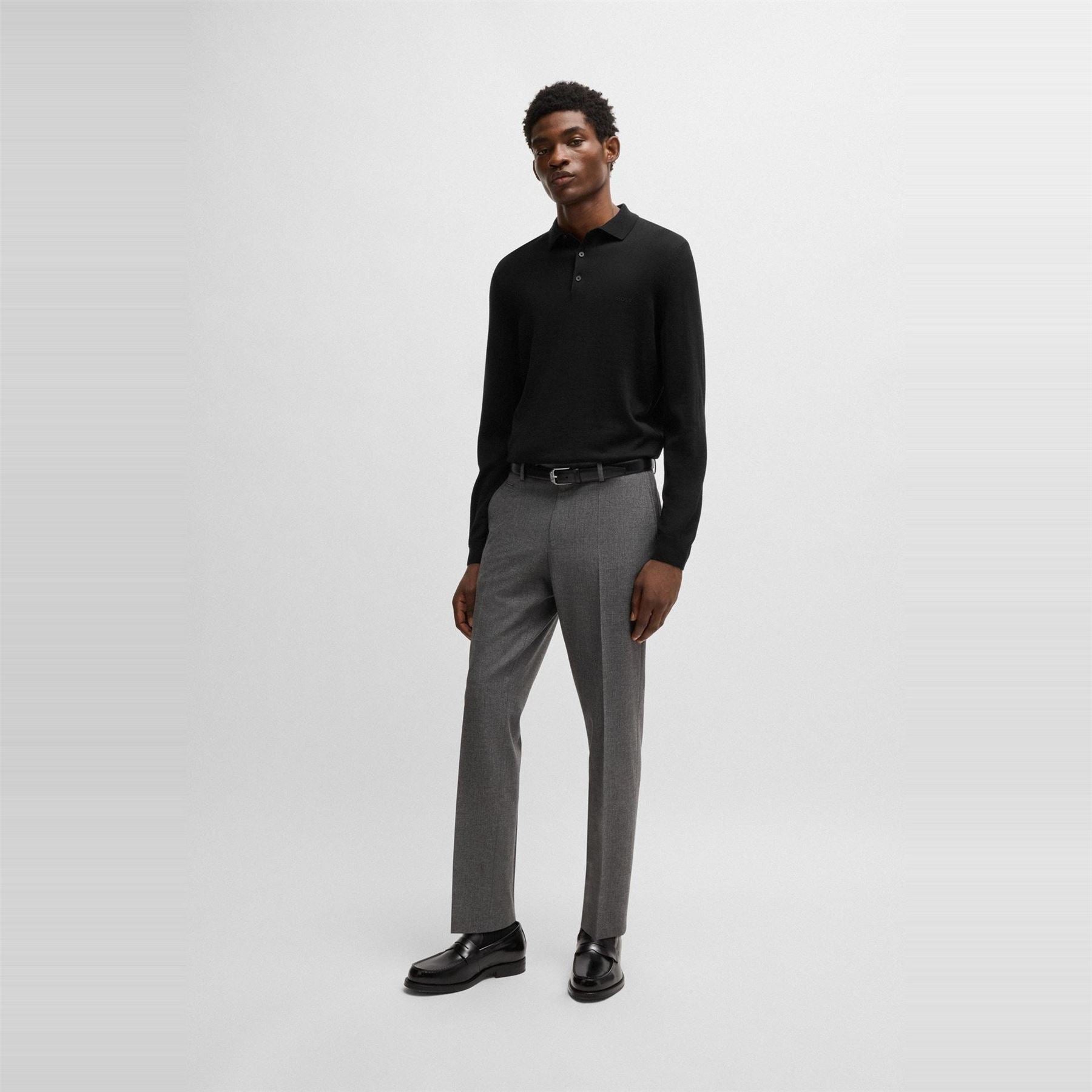 Boss Bono Black Knitted Crew Neck Jumpers