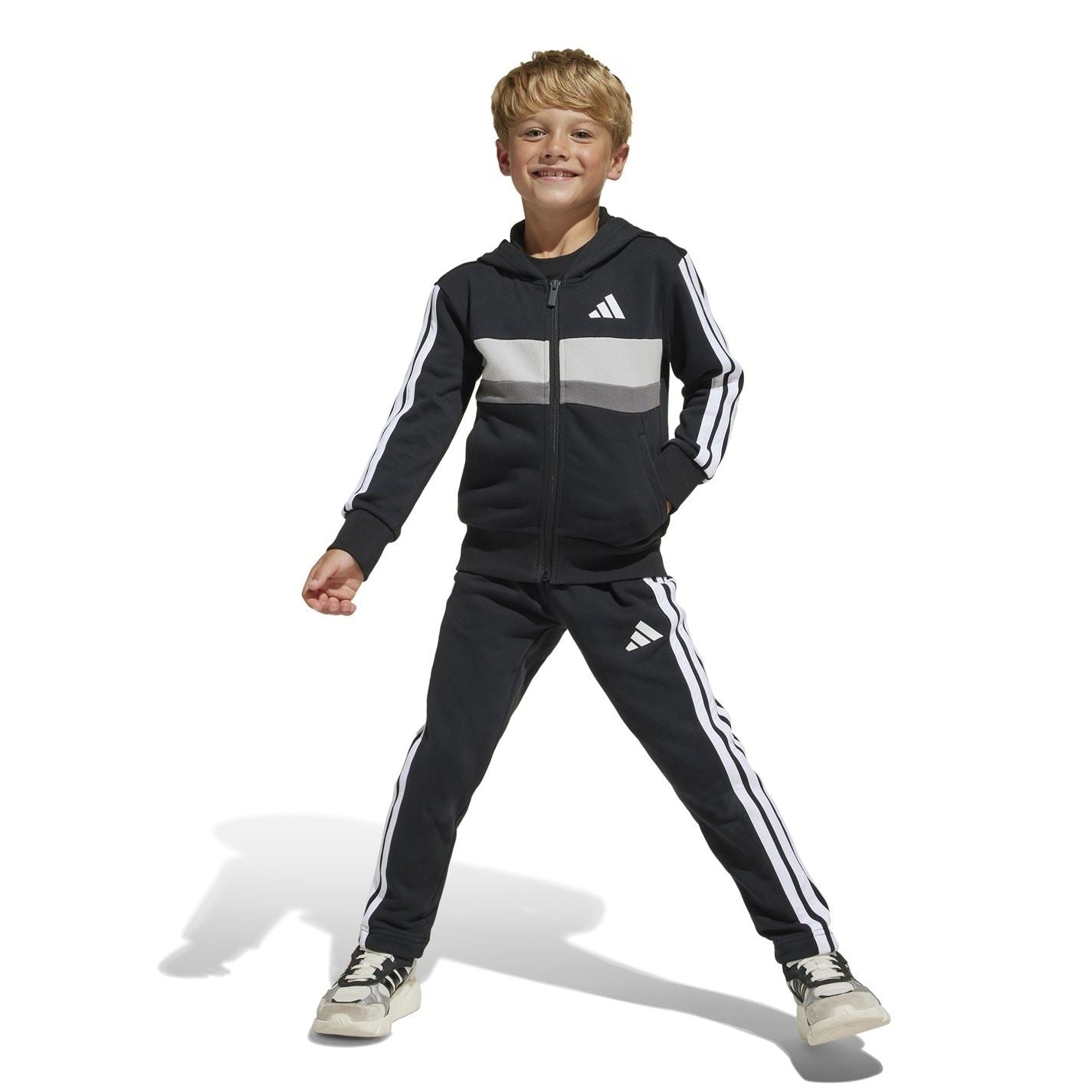 adidas Tiberio 3 Stripes Colorblock Fleece Track Suit Kids