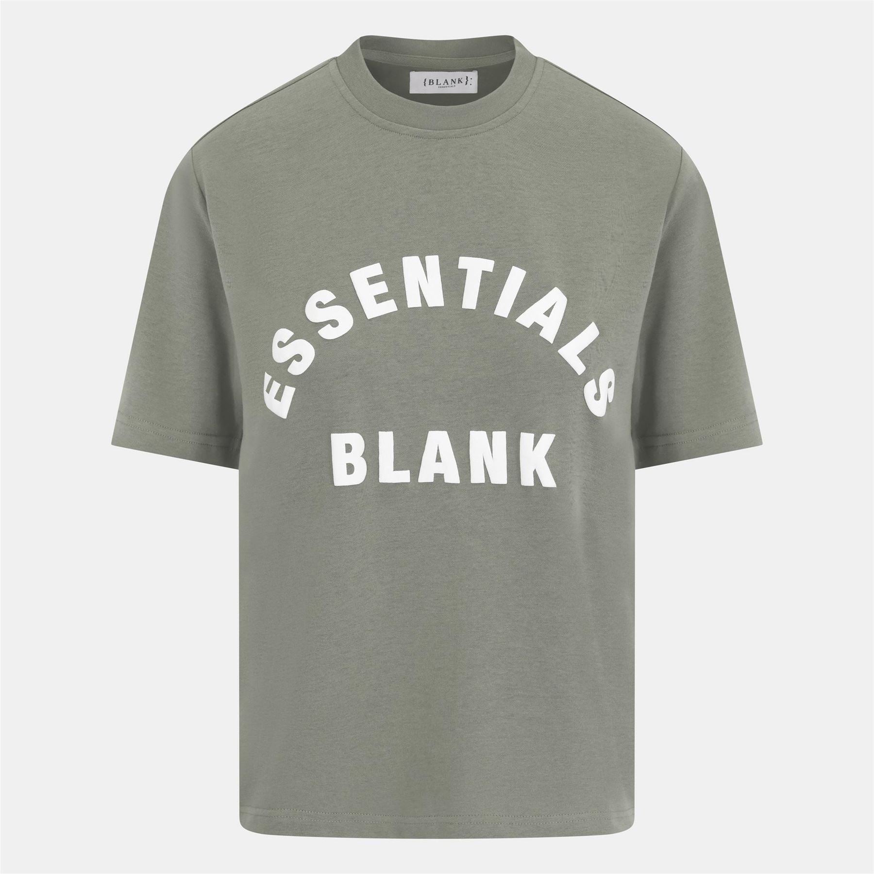 Blank Essentials Lettering Crew Neck Ribbed Collar Short Sleeve Boyfriend T-Shirt
